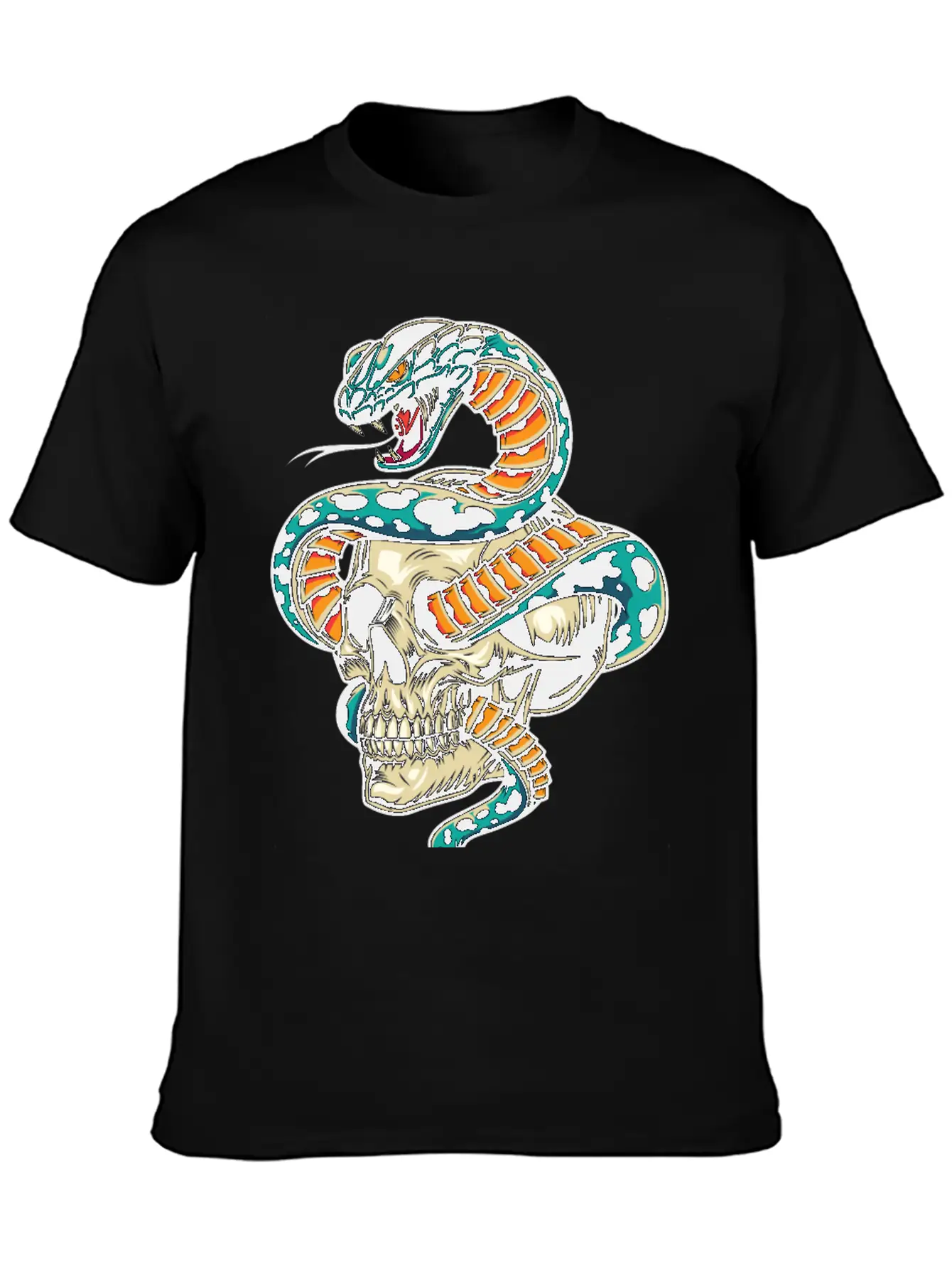 Skull With Snake Inside It Classic Cotton Tee – Unisex Comfort For Any Season