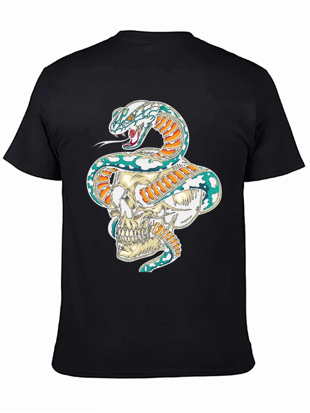 Skull With Snake Inside It Classic Cotton Tee – Unisex Comfort For Any Season