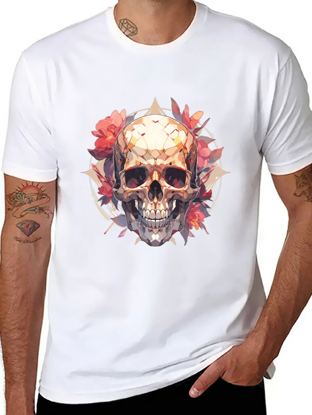Skulls Skull Skull Skull Flowers Breathable Graphic T-Shirt – Perfect For Casual Days