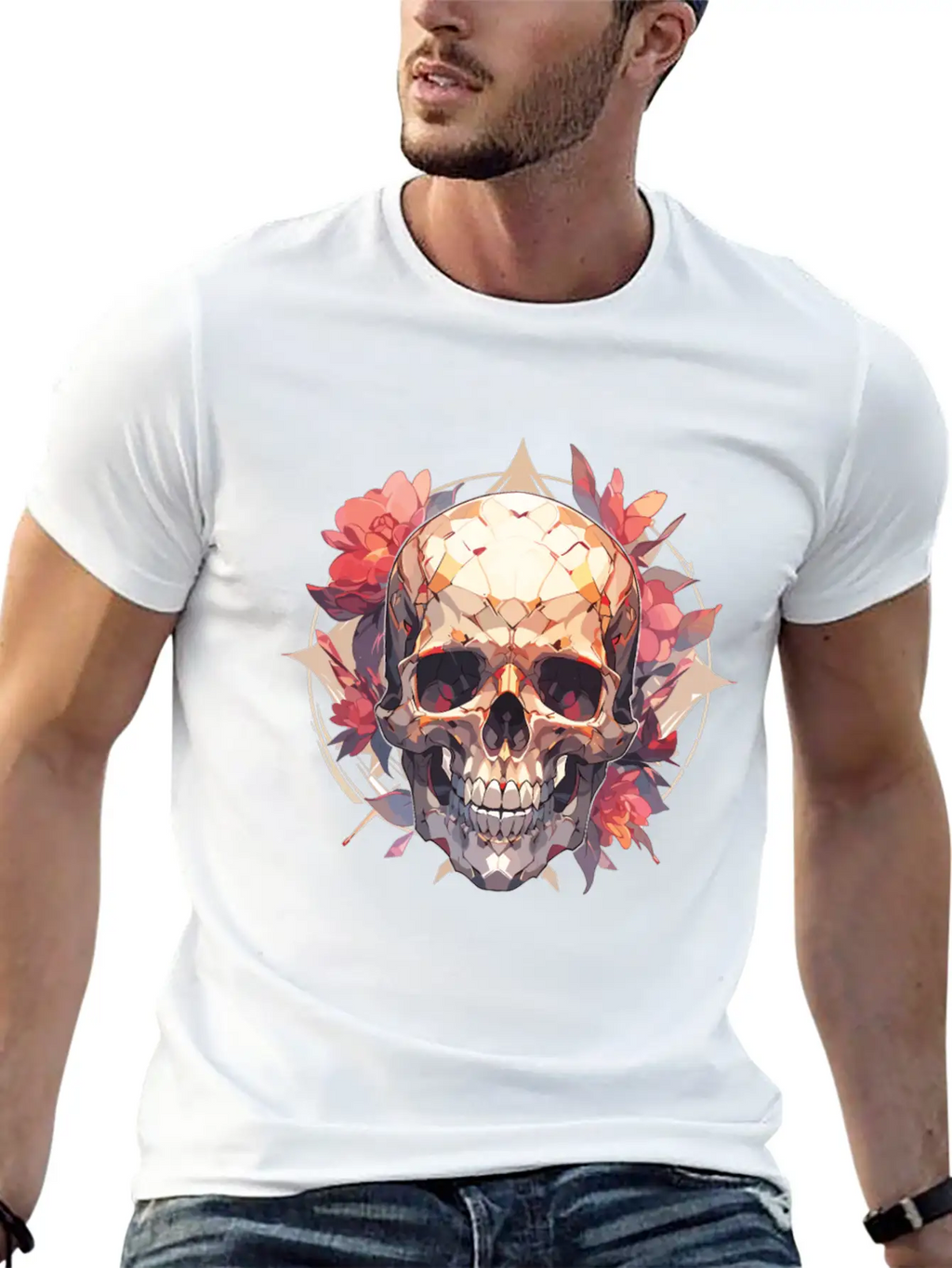 Skulls Skull Skull Skull Flowers Breathable Graphic T-Shirt – Perfect For Casual Days