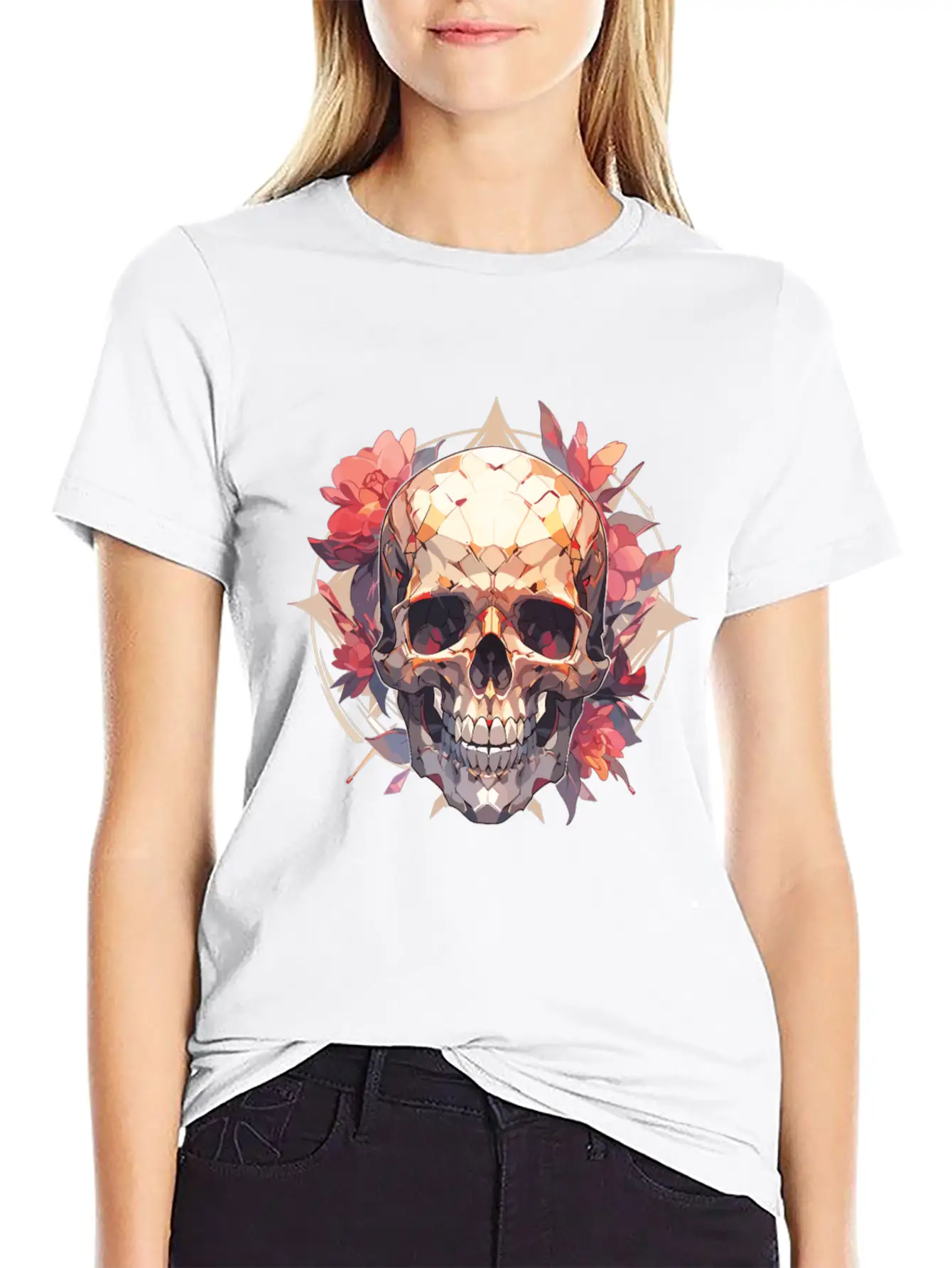 Skulls Skull Skull Skull Flowers Breathable Graphic T-Shirt – Perfect For Casual Days