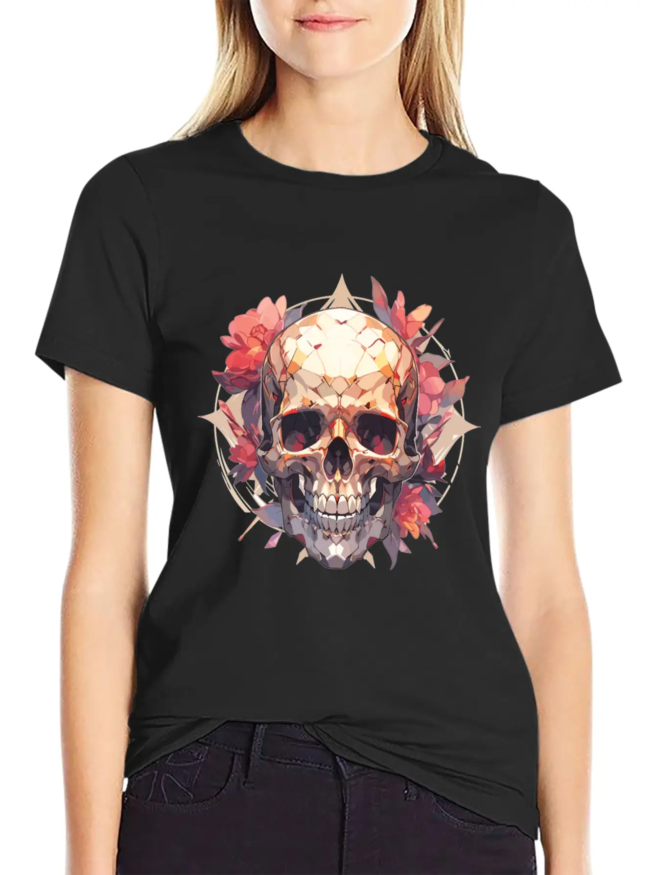Skulls Skull Skull Skull Flowers Breathable Graphic T-Shirt – Perfect For Casual Days