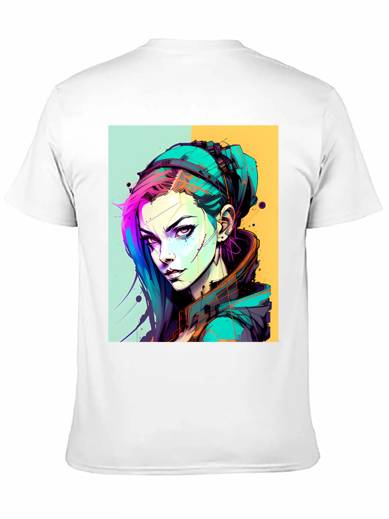 Sleek And Stylish Cyberpunk Girl In Hoodie Jacket Unisex Casual T-Shirt – Clean Design For Daily Comfort
