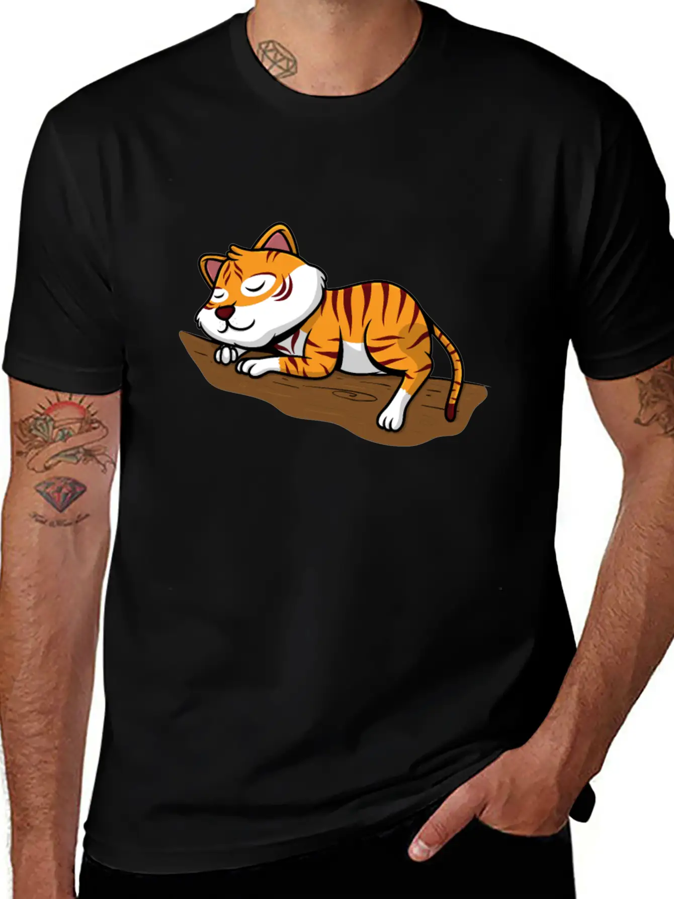 Sleeping Little Sweet Tiger Branch In The Jungle Classic Cotton Tee – Unisex Comfort For Any Season
