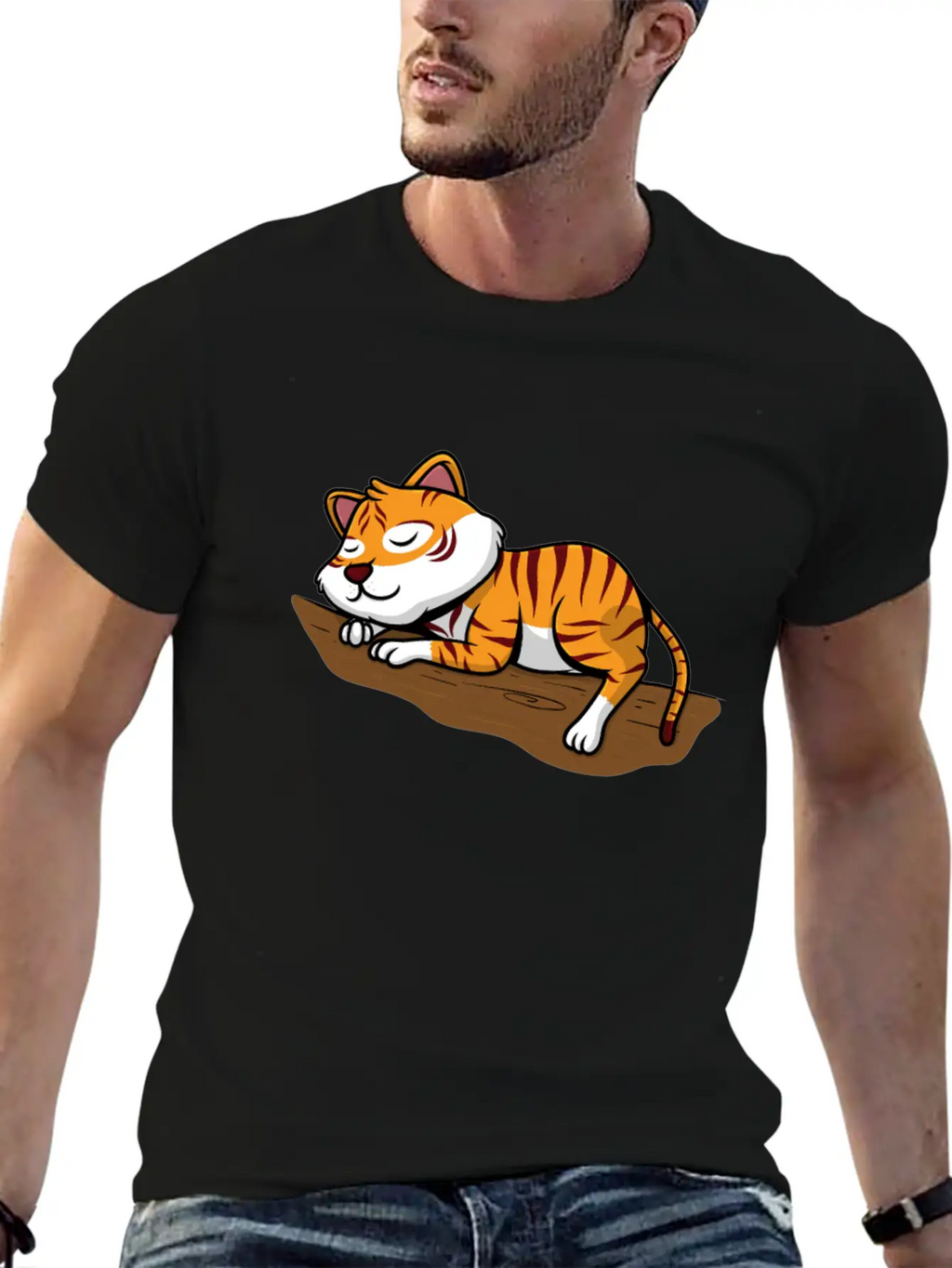 Sleeping Little Sweet Tiger Branch In The Jungle Classic Cotton Tee – Unisex Comfort For Any Season