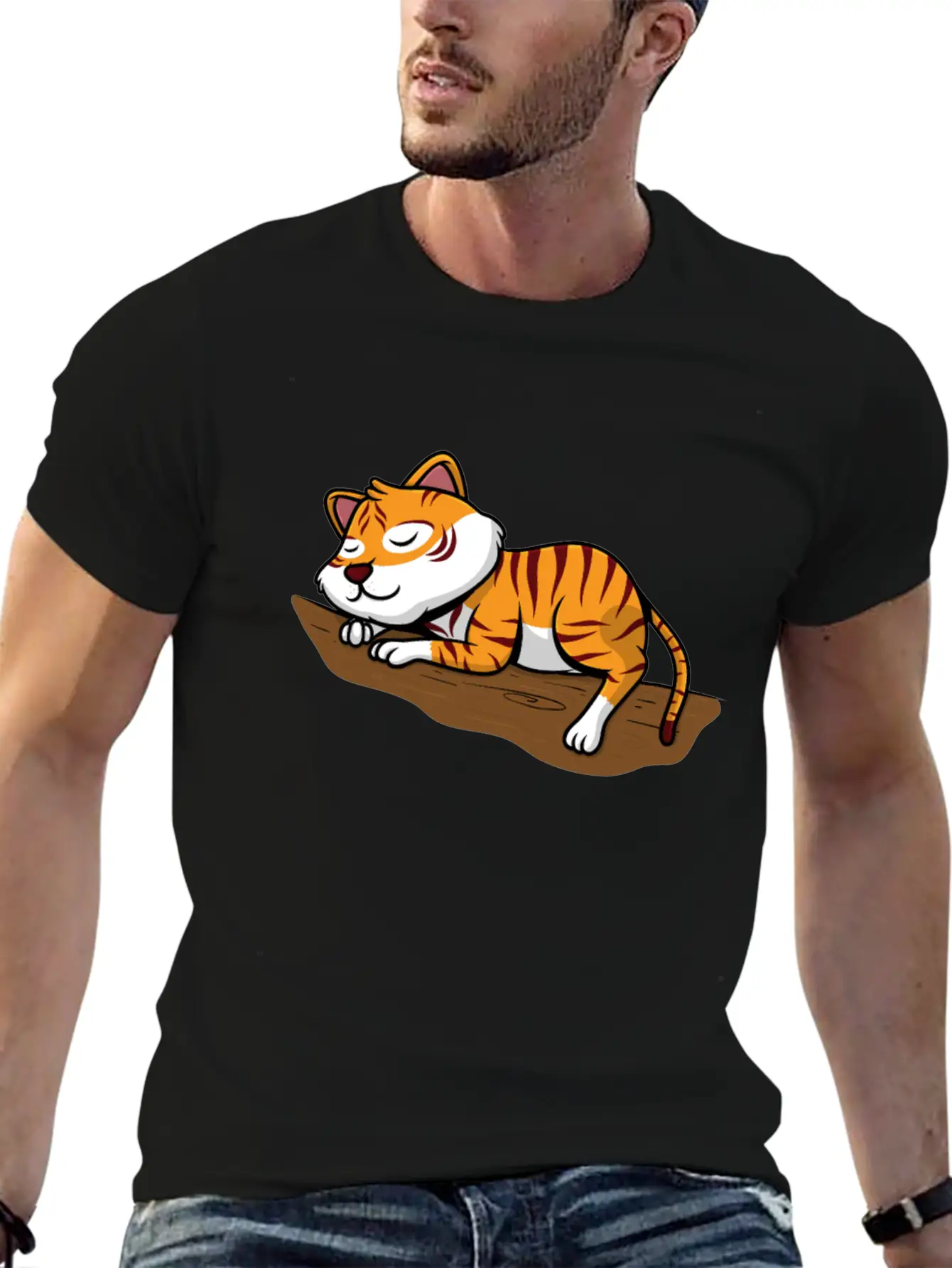 Sleeping Little Sweet Tiger Branch In The Jungle Classic Cotton Tee – Unisex Comfort For Any Season