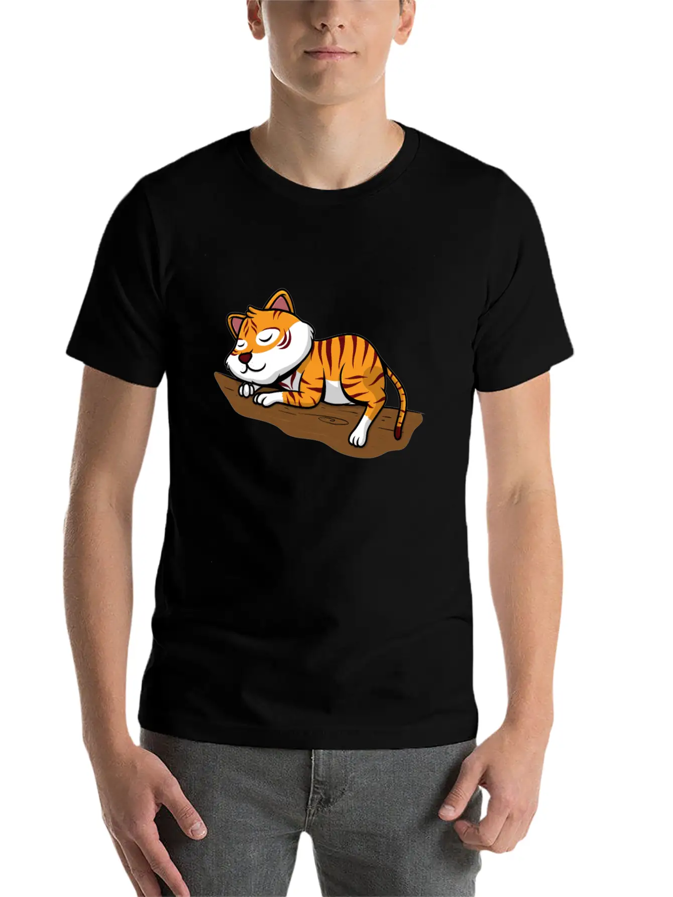 Sleeping Little Sweet Tiger Branch In The Jungle Classic Cotton Tee – Unisex Comfort For Any Season