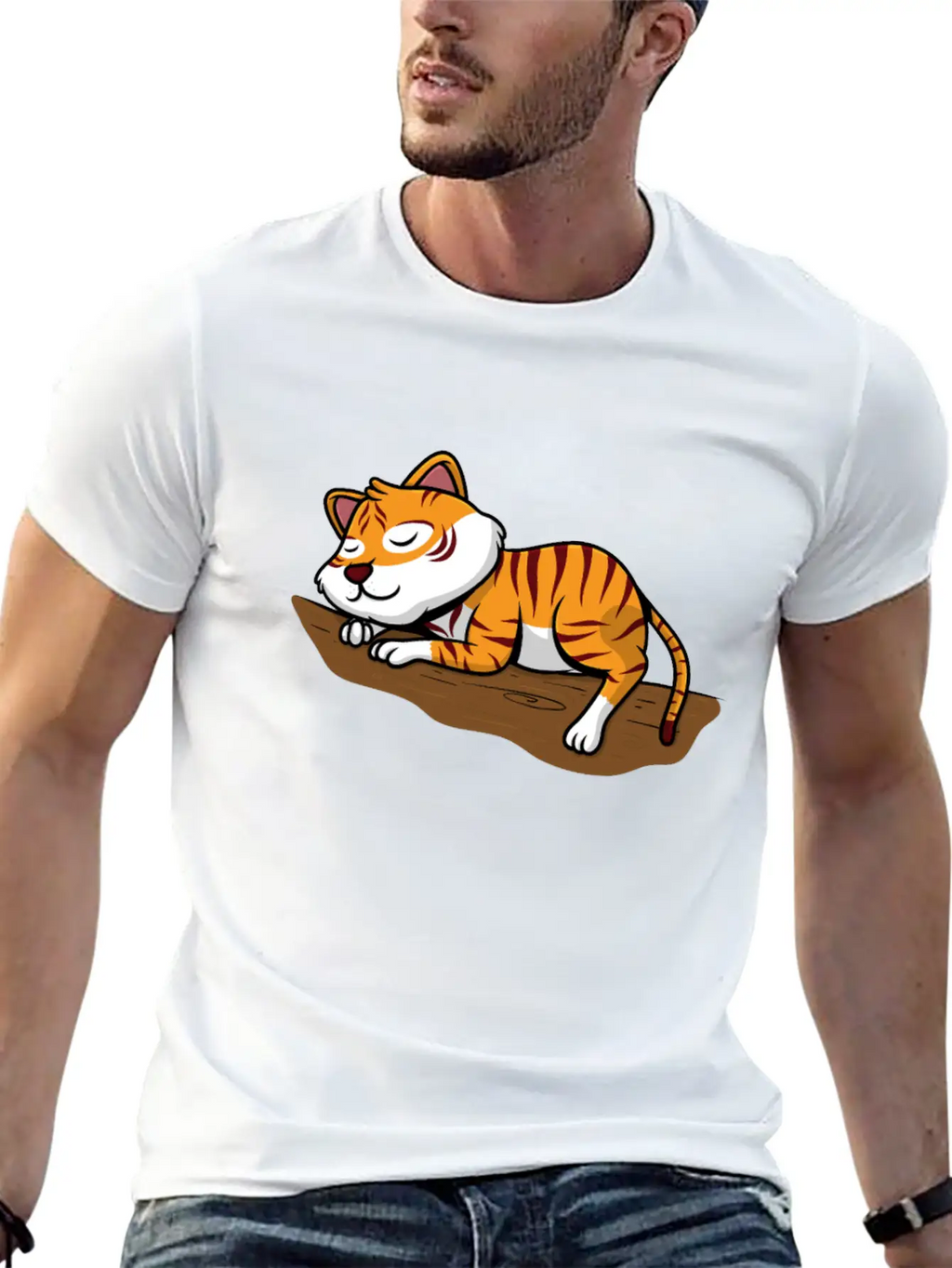 Sleeping Little Sweet Tiger Branch In The Jungle Classic Cotton Tee – Unisex Comfort For Any Season