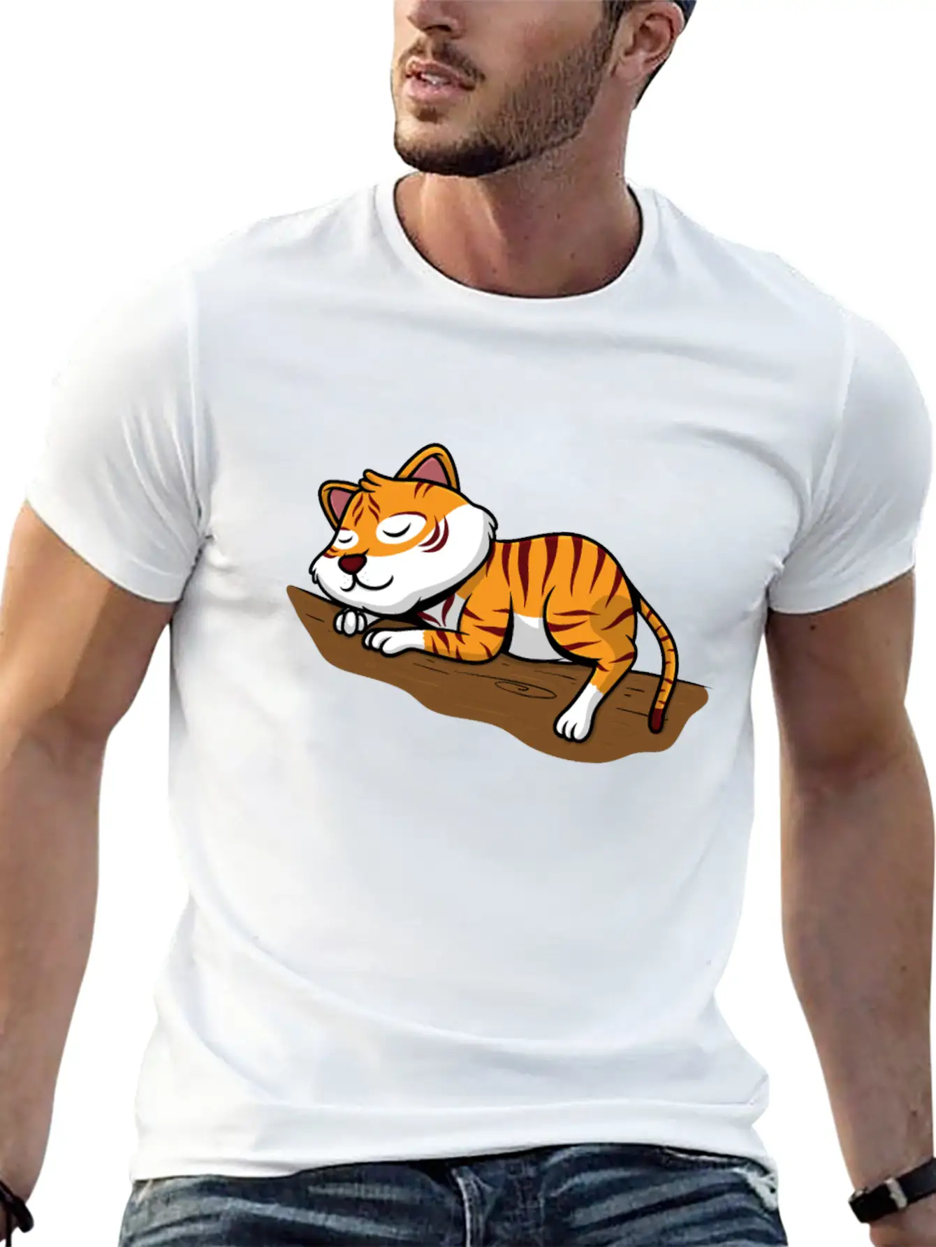 Sleeping Little Sweet Tiger Branch In The Jungle Classic Cotton Tee – Unisex Comfort For Any Season