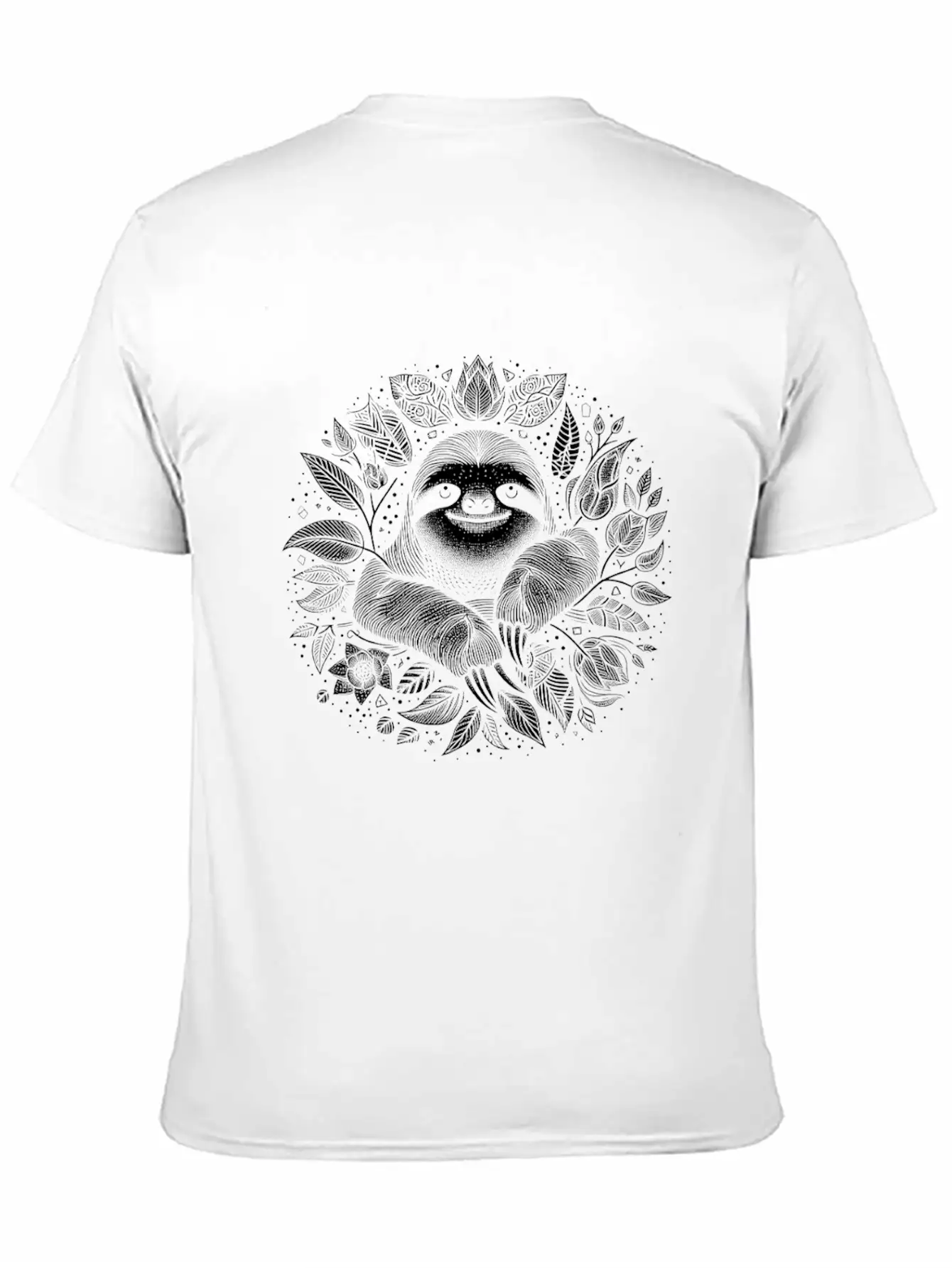 Sloth Line Art Floral Cute Silhouette Breathable Soft Cotton T-Shirt – Timeless Casual Look