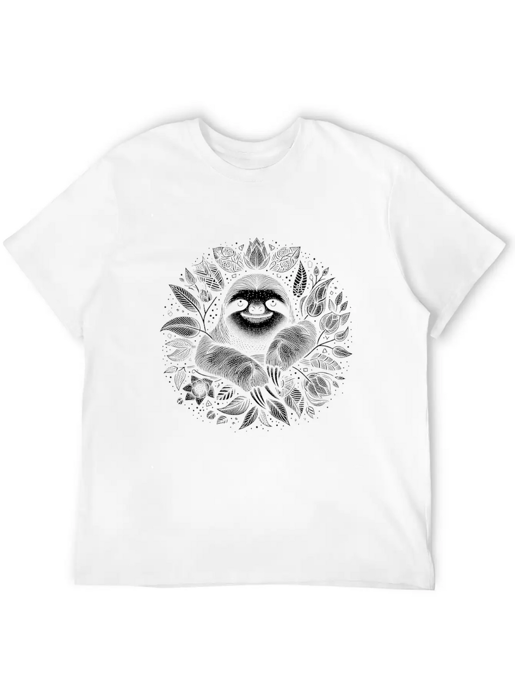 Sloth Line Art Floral Cute Silhouette Breathable Soft Cotton T-Shirt – Timeless Casual Look