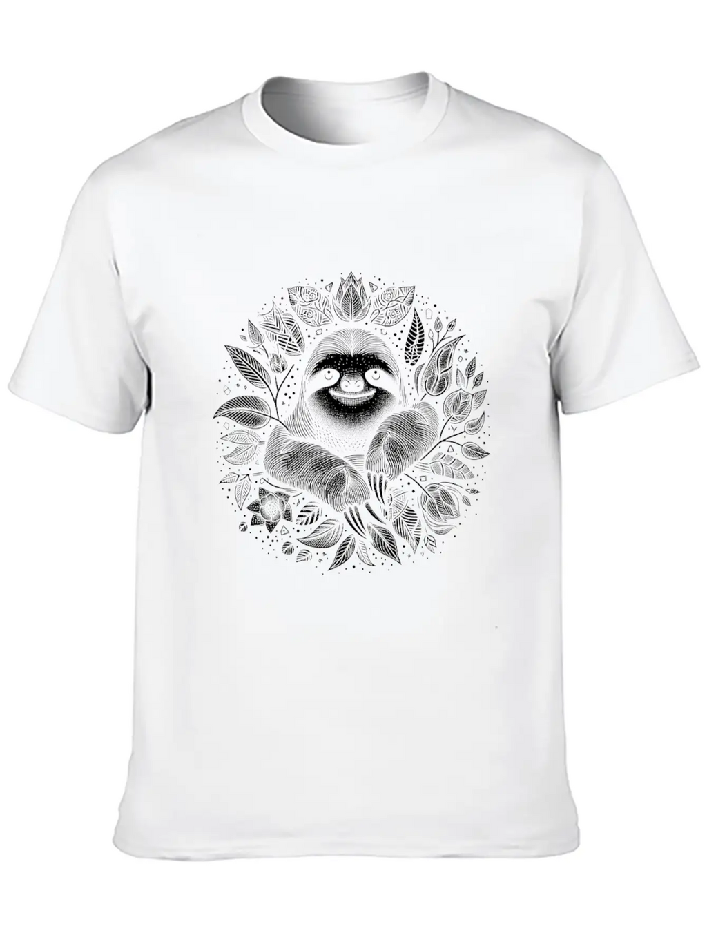 Sloth Line Art Floral Cute Silhouette Breathable Soft Cotton T-Shirt – Timeless Casual Look