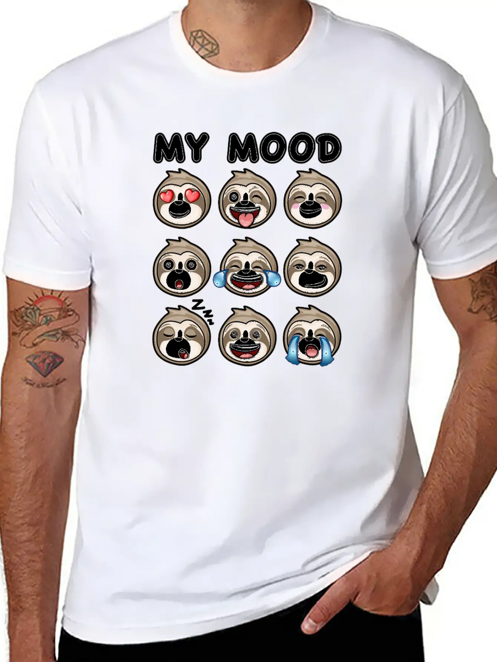 Sloth My Mood Funny Cute How I Feel Relaxed Everyday Tee – Lightweight And Durable Cotton
