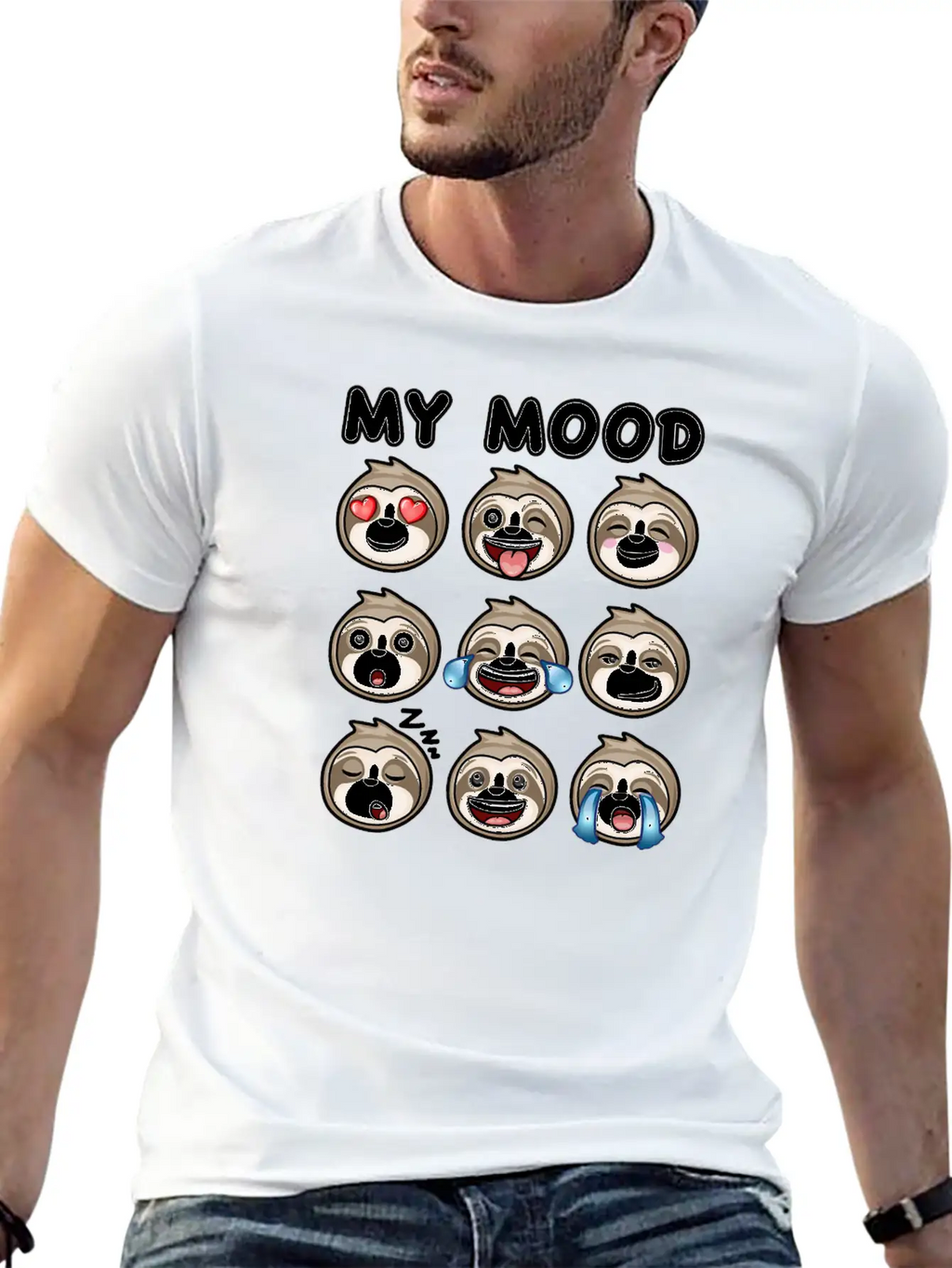 Sloth My Mood Funny Cute How I Feel Relaxed Everyday Tee – Lightweight And Durable Cotton