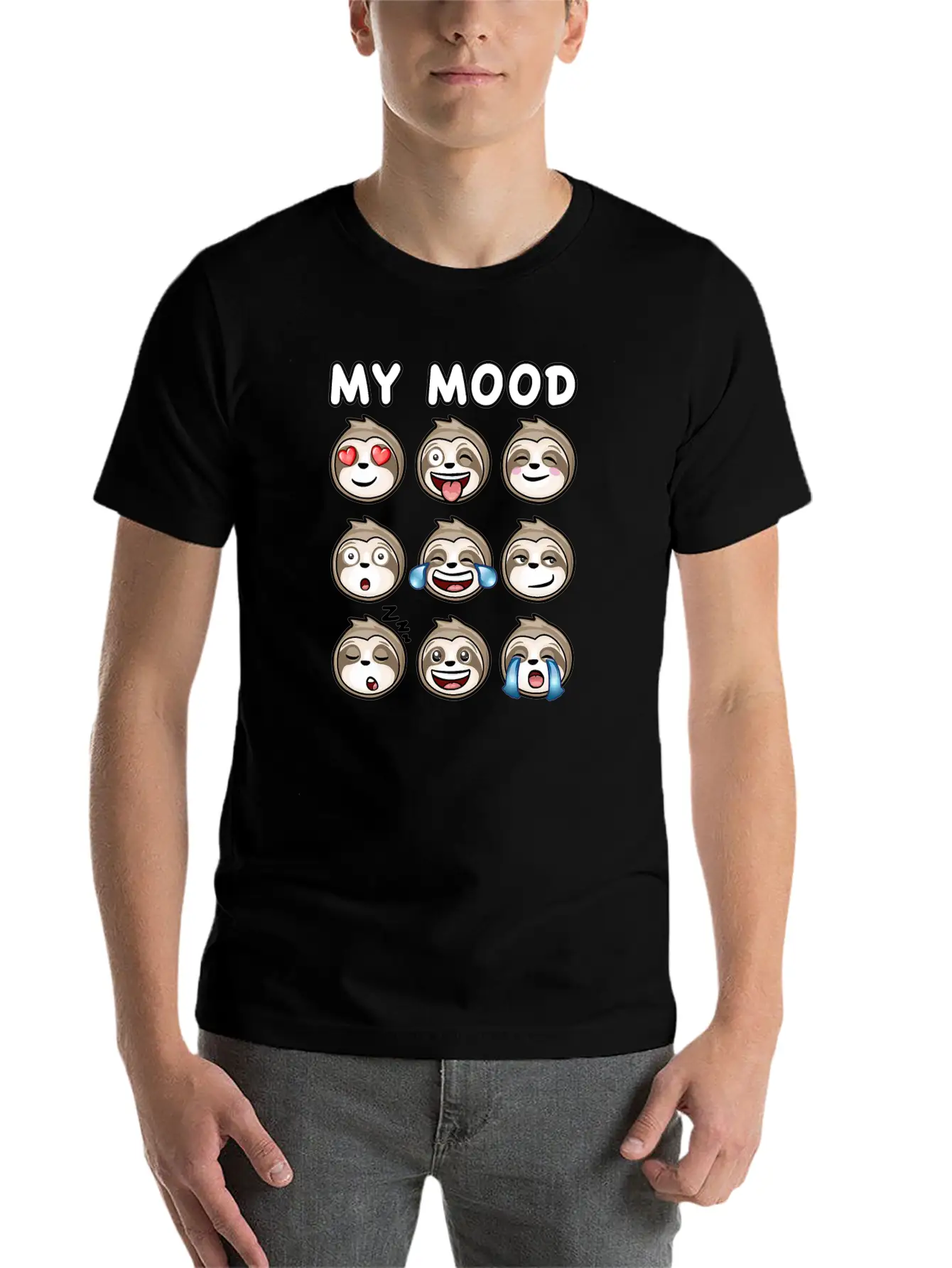 Sloth My Mood Funny Cute How I Feel Relaxed Everyday Tee – Lightweight And Durable Cotton