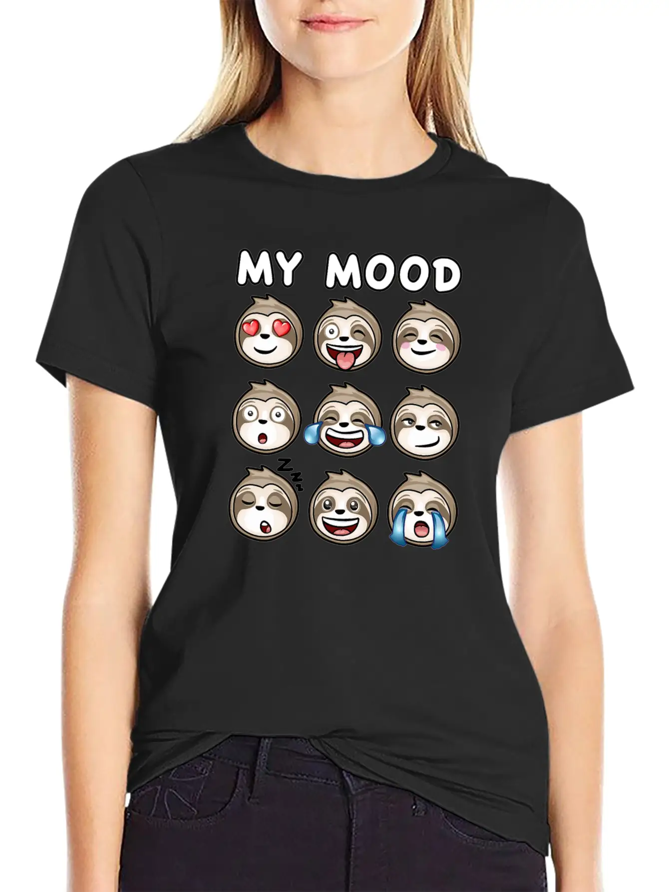 Sloth My Mood Funny Cute How I Feel Relaxed Everyday Tee – Lightweight And Durable Cotton