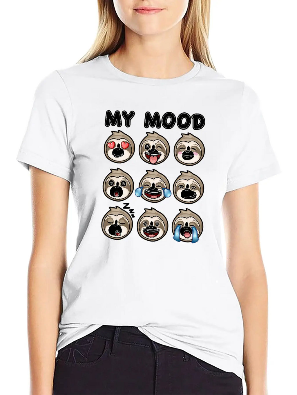 Sloth My Mood Funny Cute How I Feel Relaxed Everyday Tee – Lightweight And Durable Cotton