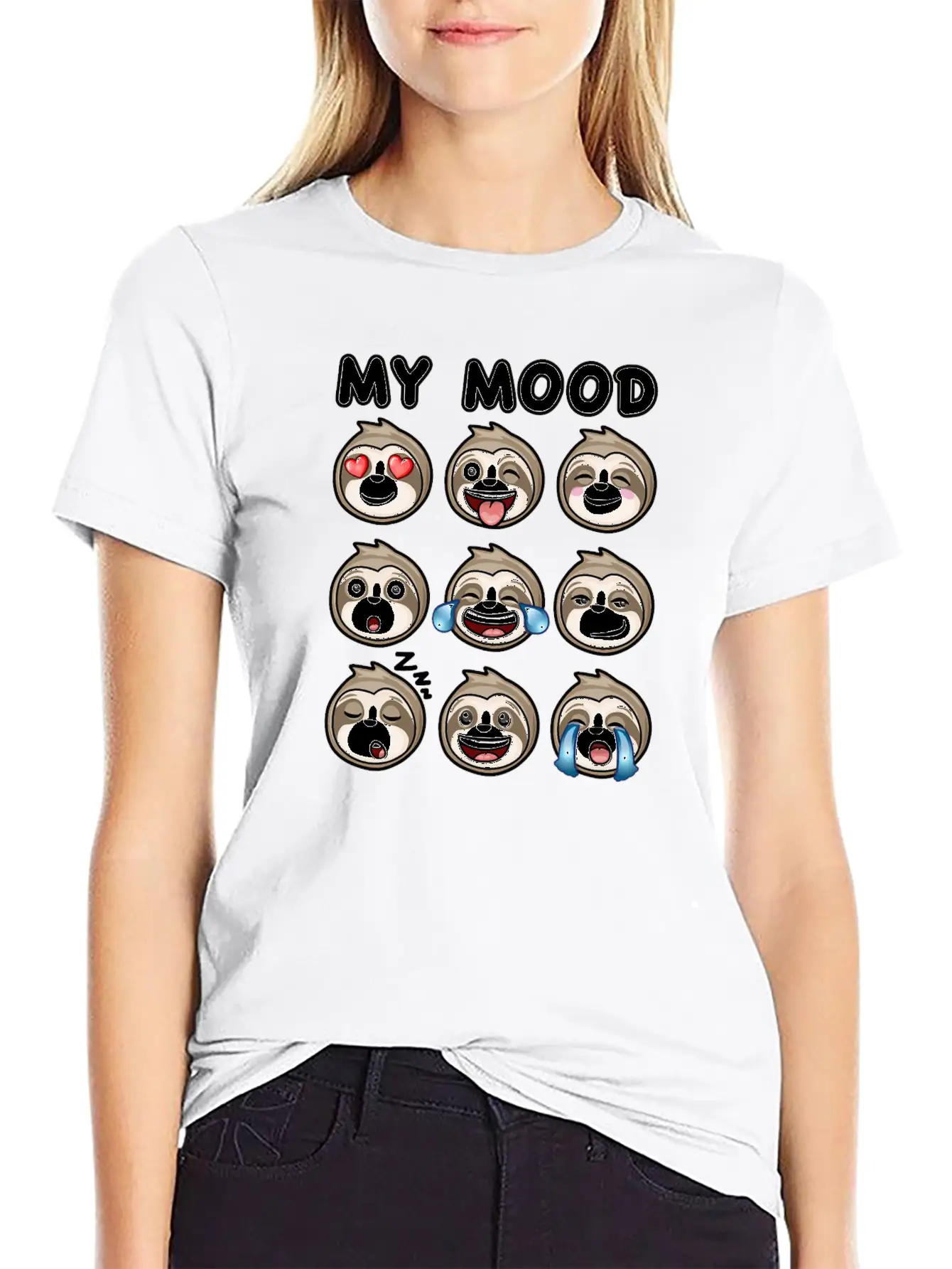 Sloth My Mood Funny Cute How I Feel Relaxed Everyday Tee – Lightweight And Durable Cotton