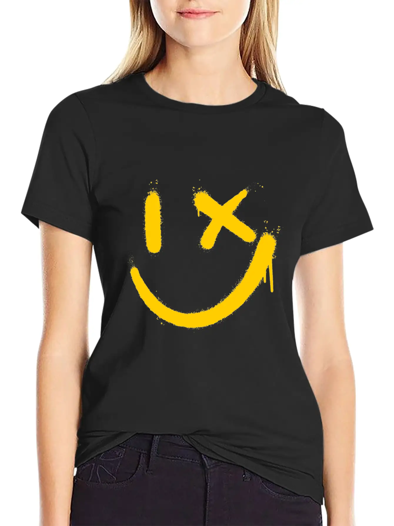 Smile Graffitti Smile Face Street Art Breathable Soft Cotton T-Shirt – Timeless Casual Look