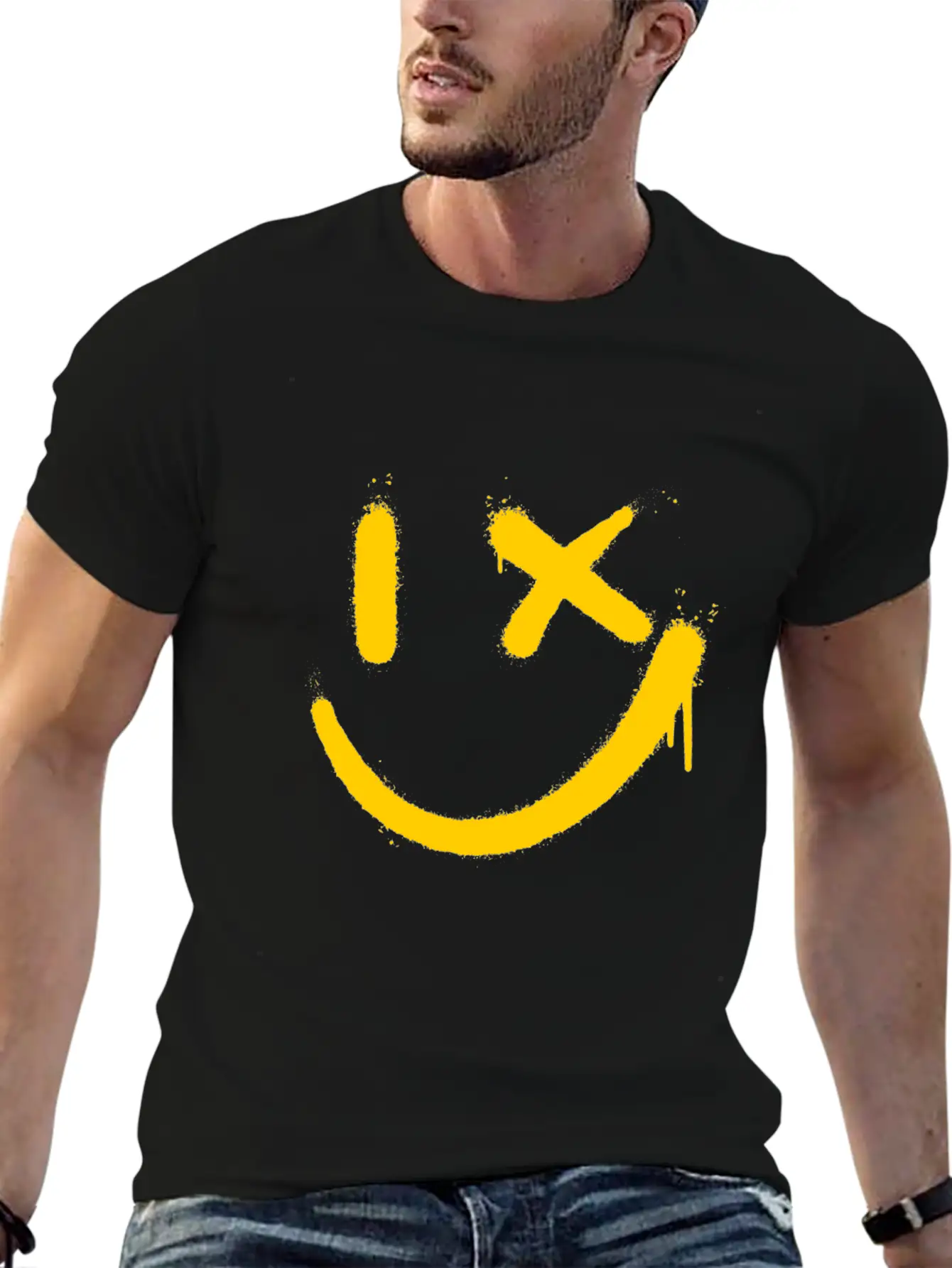 Smile Graffitti Smile Face Street Art Breathable Soft Cotton T-Shirt – Timeless Casual Look