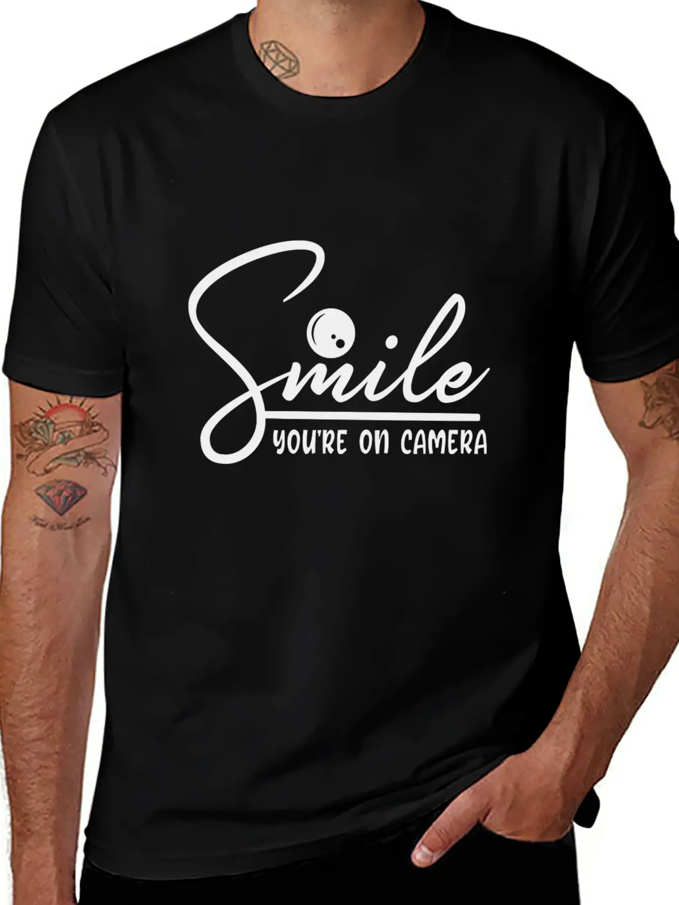 Smile You're On Camera Basic Graphic T-Shirt – Daily Comfort In Soft Cotton