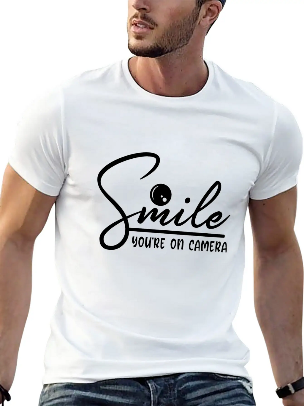 Smile You're On Camera Basic Graphic T-Shirt – Daily Comfort In Soft Cotton