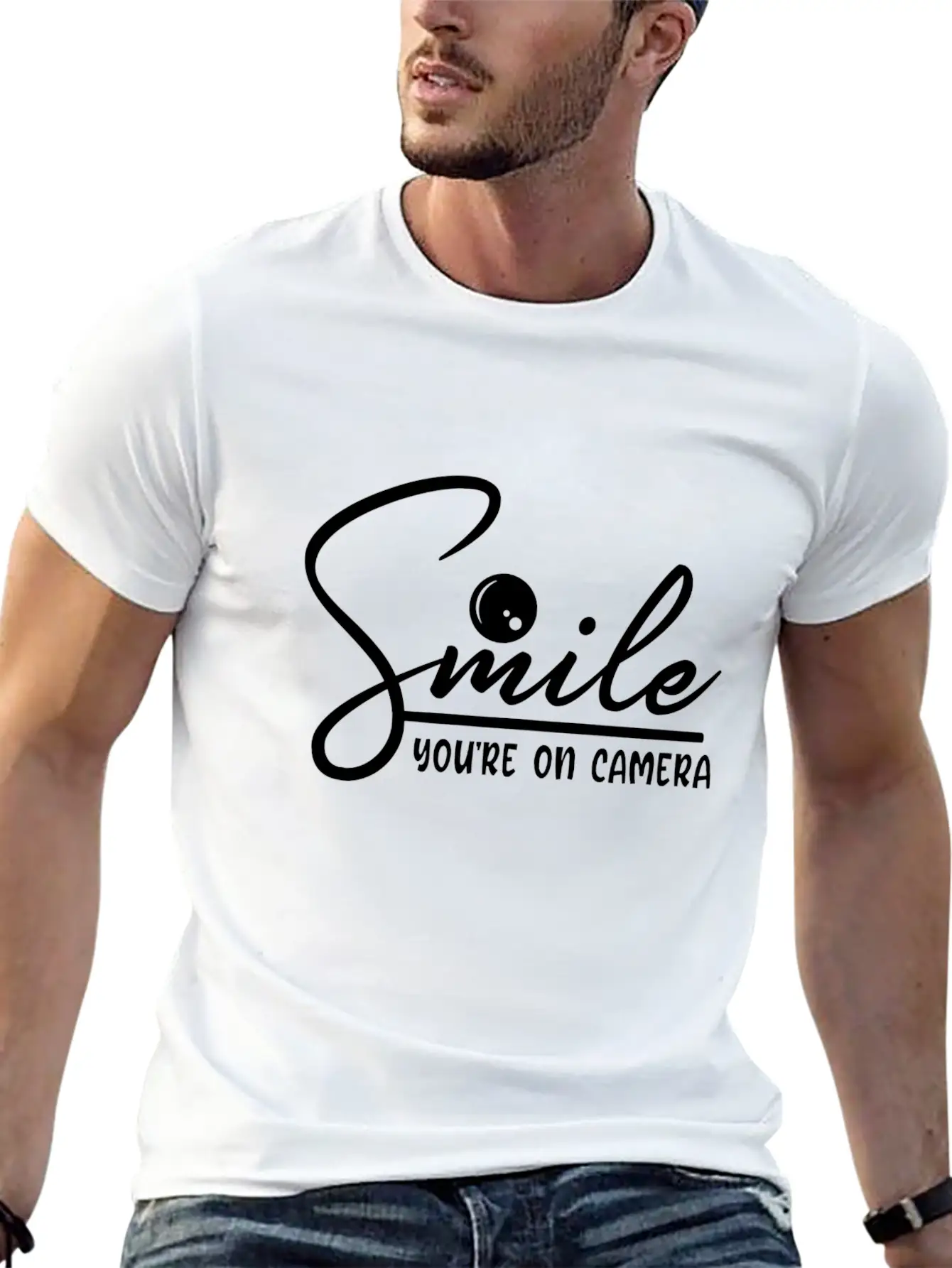 Smile You're On Camera Basic Graphic T-Shirt – Daily Comfort In Soft Cotton