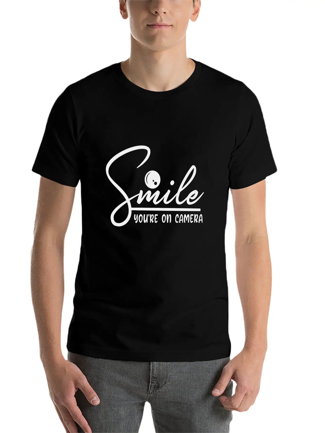 Smile You're On Camera Basic Graphic T-Shirt – Daily Comfort In Soft Cotton