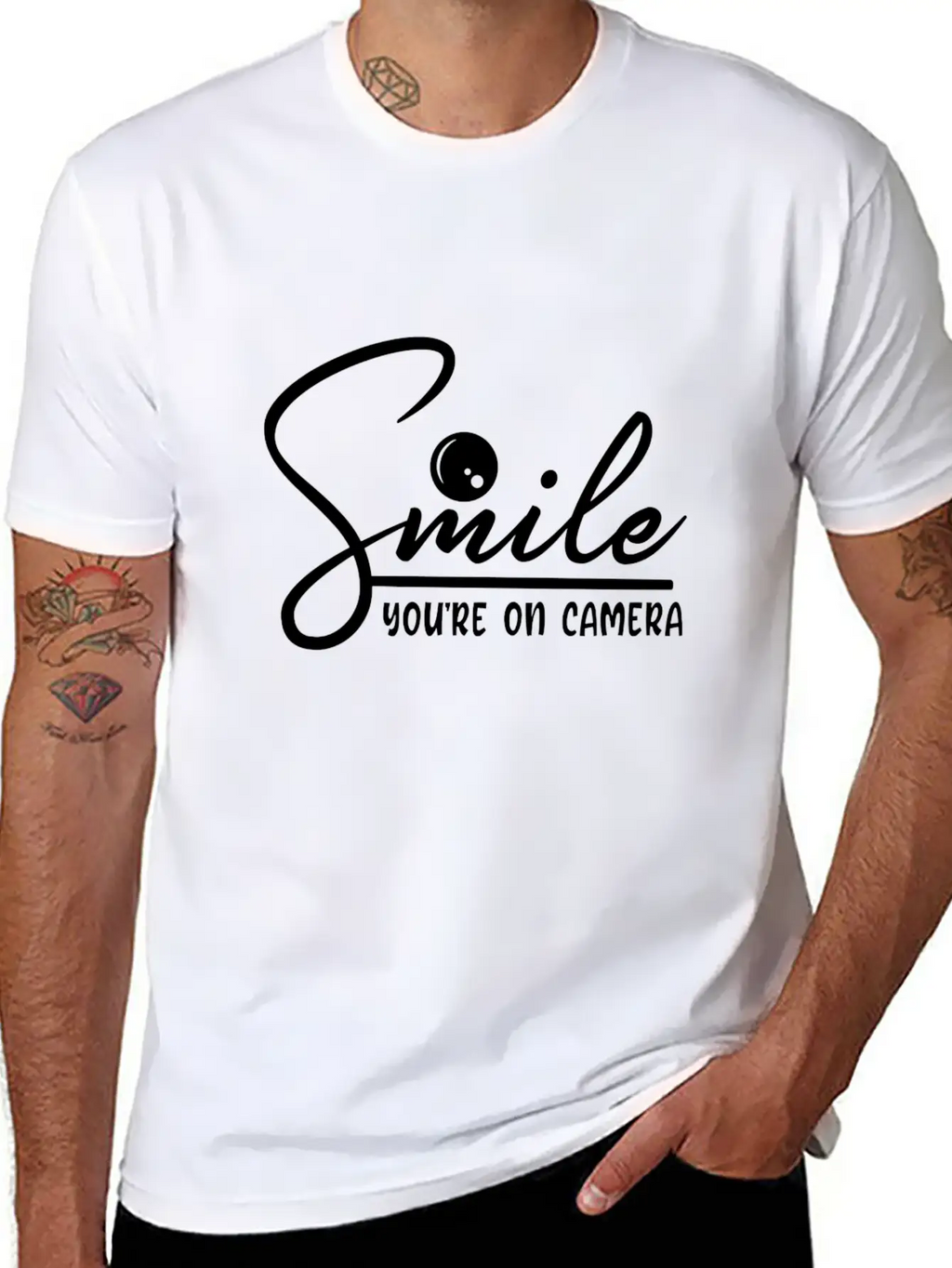 Smile You're On Camera Basic Graphic T-Shirt – Daily Comfort In Soft Cotton