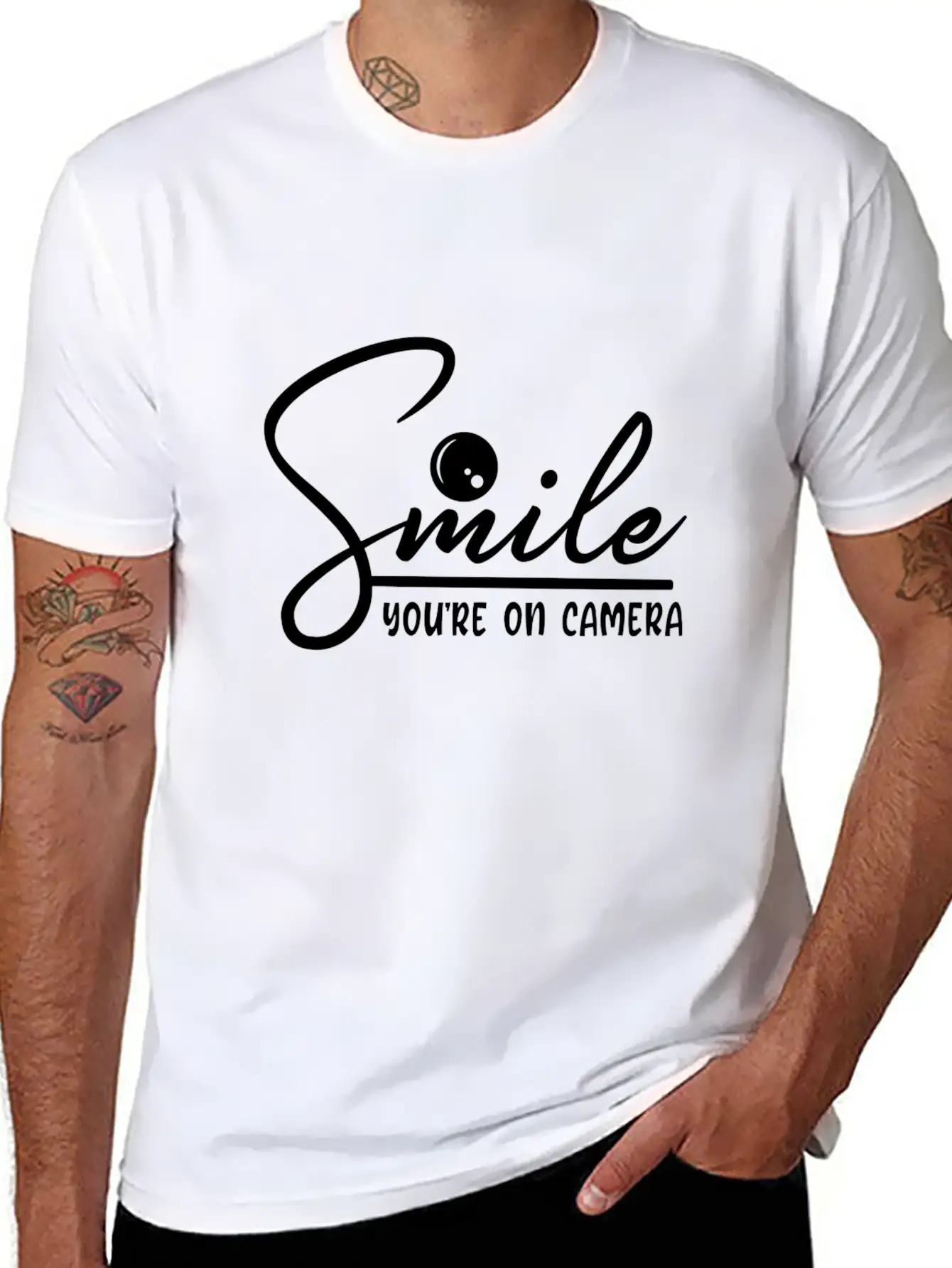 Smile You're On Camera Basic Graphic T-Shirt – Daily Comfort In Soft Cotton