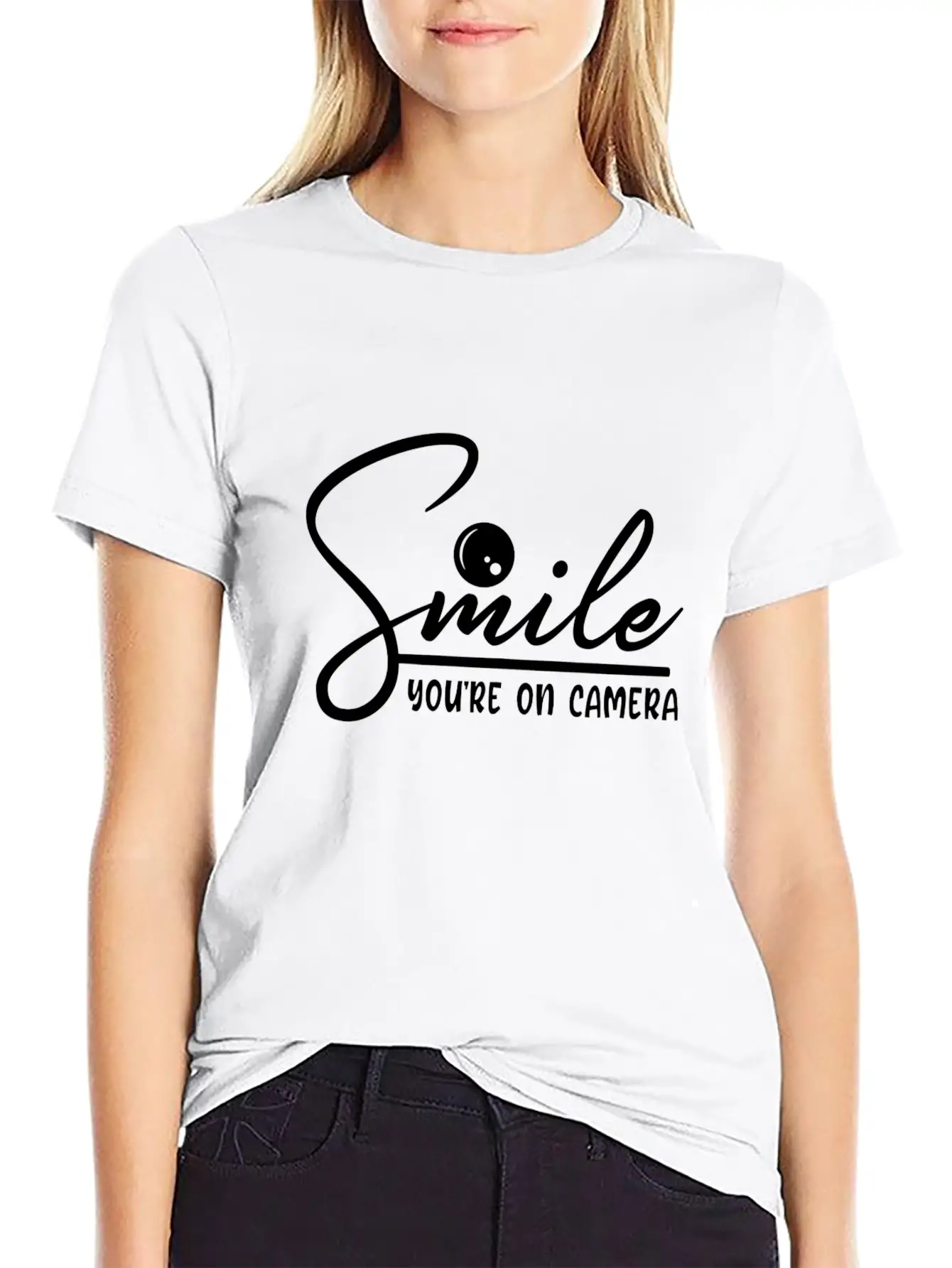 Smile You're On Camera Basic Graphic T-Shirt – Daily Comfort In Soft Cotton