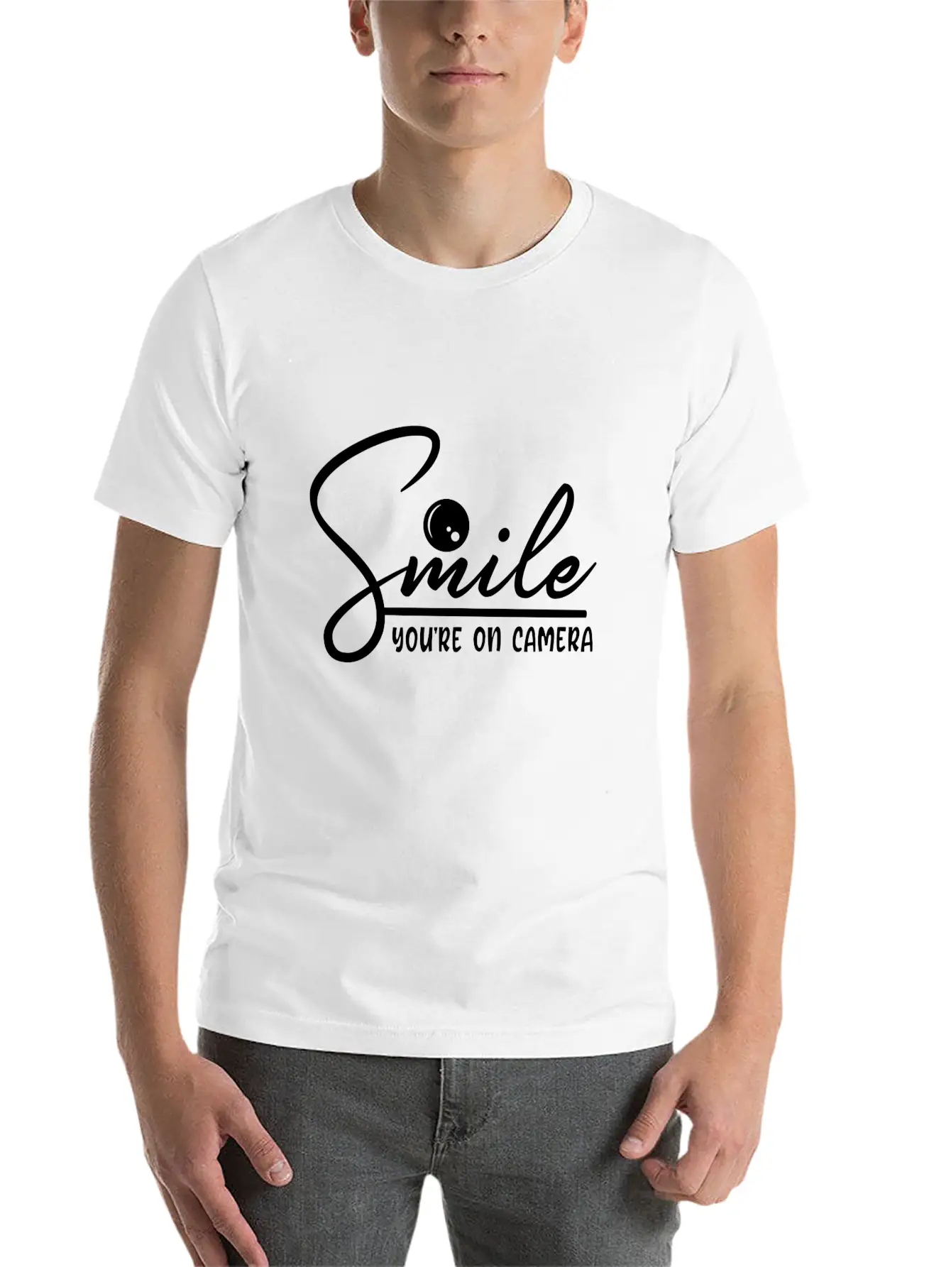 Smile You're On Camera Basic Graphic T-Shirt – Daily Comfort In Soft Cotton