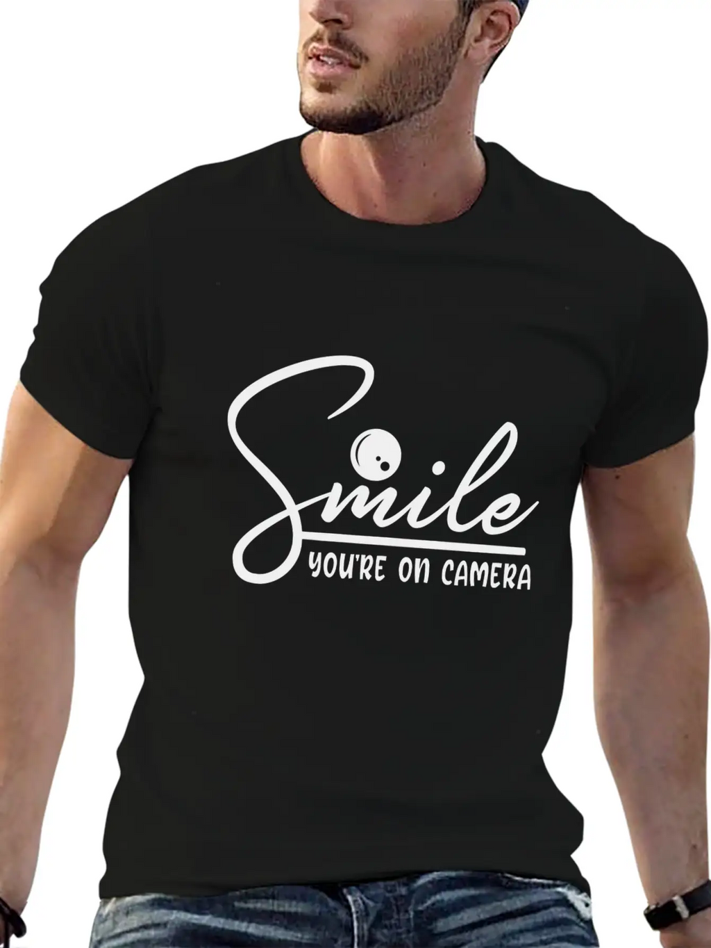 Smile You're On Camera Basic Graphic T-Shirt – Daily Comfort In Soft Cotton