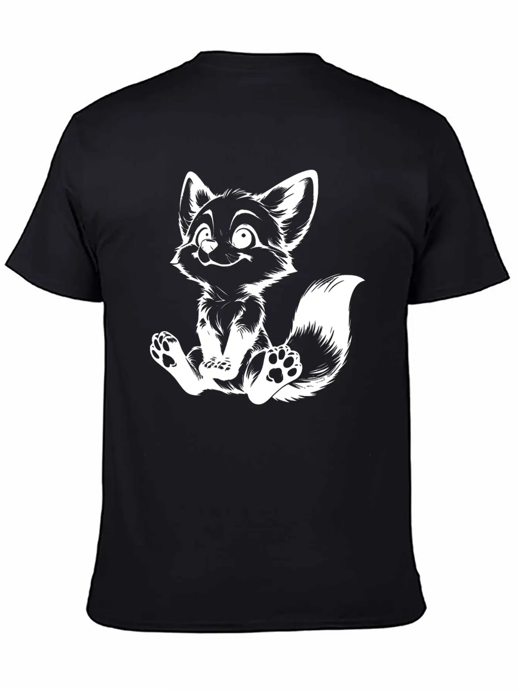 Smiling Sitting Fox Baby Line Drawing Unisex Casual T-Shirt – Clean Design For Daily Comfort