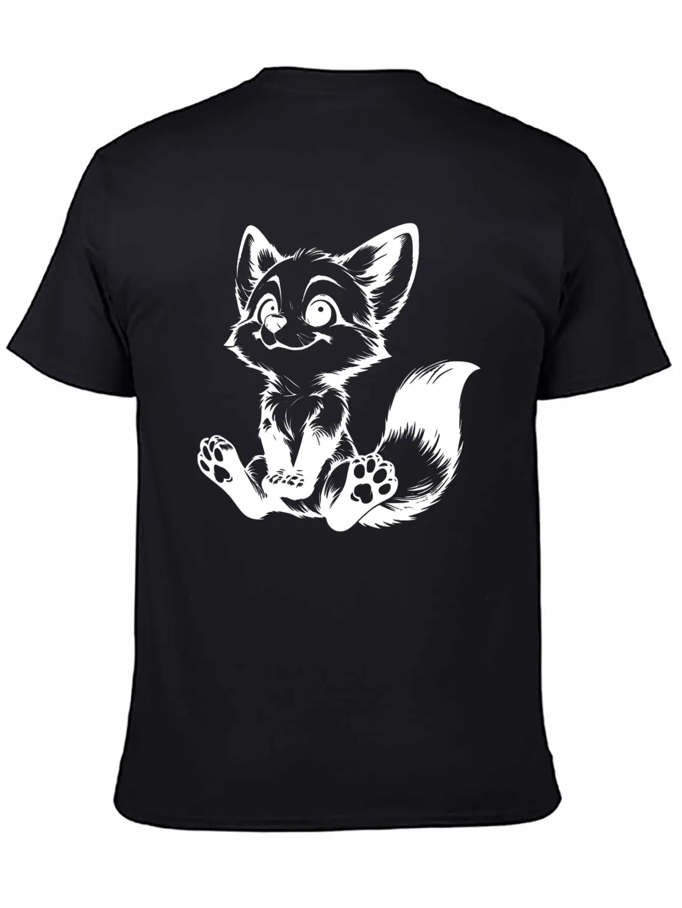 Smiling Sitting Fox Baby Line Drawing Unisex Casual T-Shirt – Clean Design For Daily Comfort