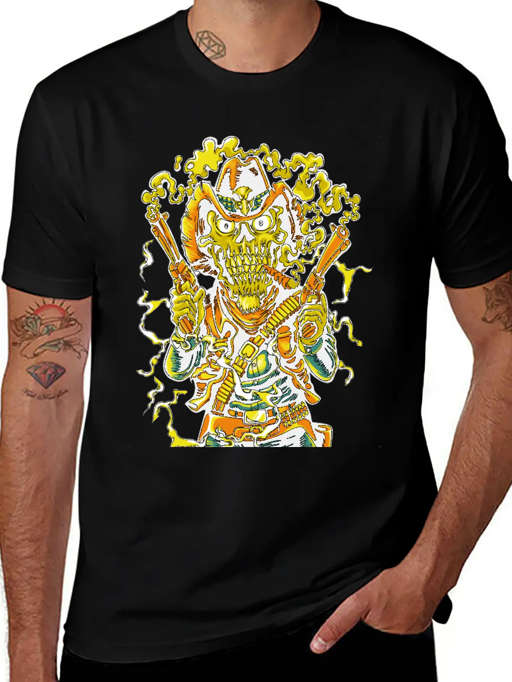 Smoking Guns Cowboy High Noon Colt Western Skull Basic Graphic T-Shirt – Daily Comfort In Soft Cotton