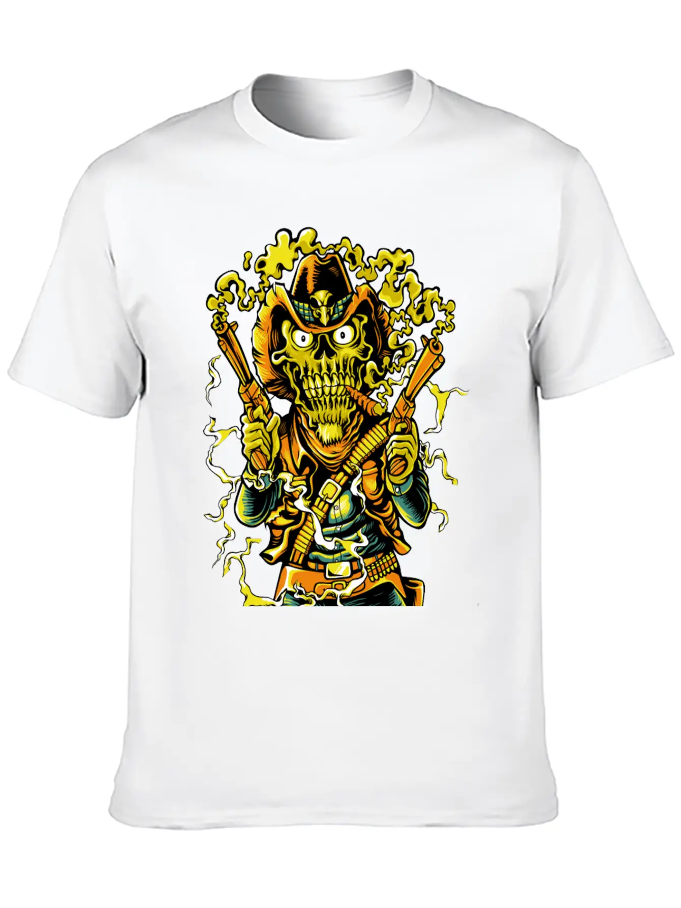 Smoking Guns Cowboy High Noon Colt Western Skull Basic Graphic T-Shirt – Daily Comfort In Soft Cotton