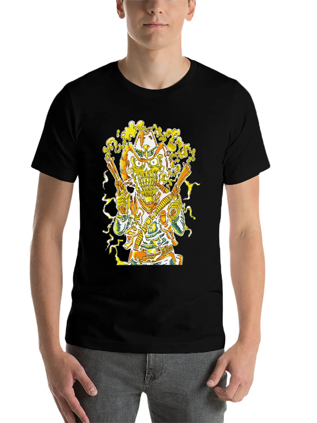 Smoking Guns Cowboy High Noon Colt Western Skull Basic Graphic T-Shirt – Daily Comfort In Soft Cotton