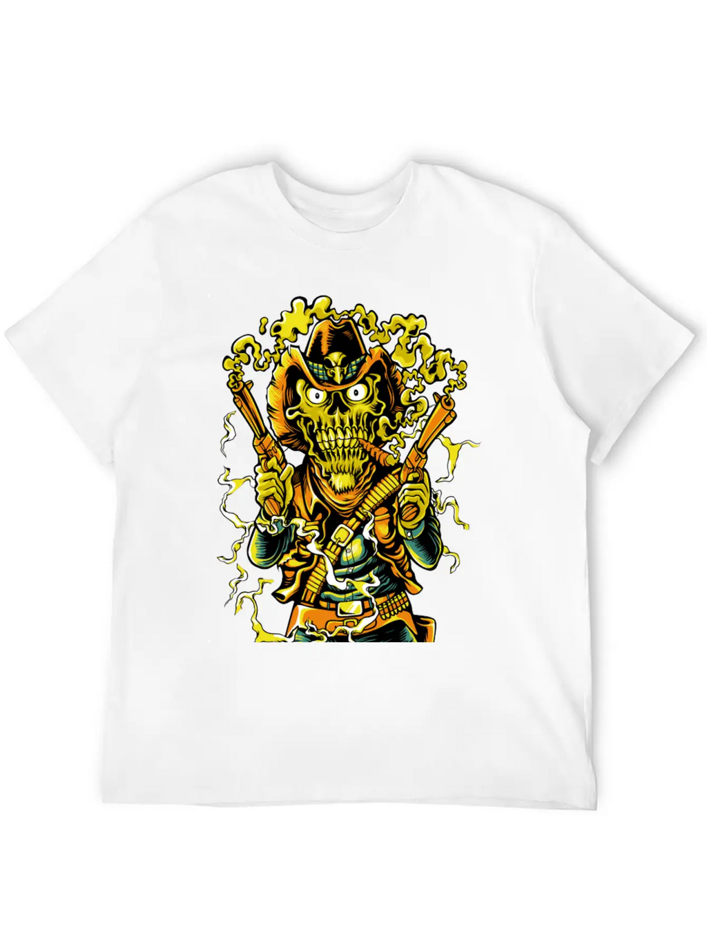 Smoking Guns Cowboy High Noon Colt Western Skull Basic Graphic T-Shirt – Daily Comfort In Soft Cotton