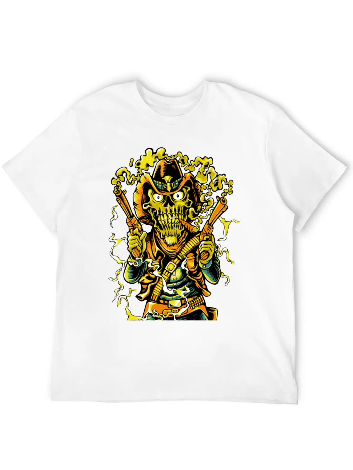Smoking Guns Cowboy High Noon Colt Western Skull Basic Graphic T-Shirt – Daily Comfort In Soft Cotton