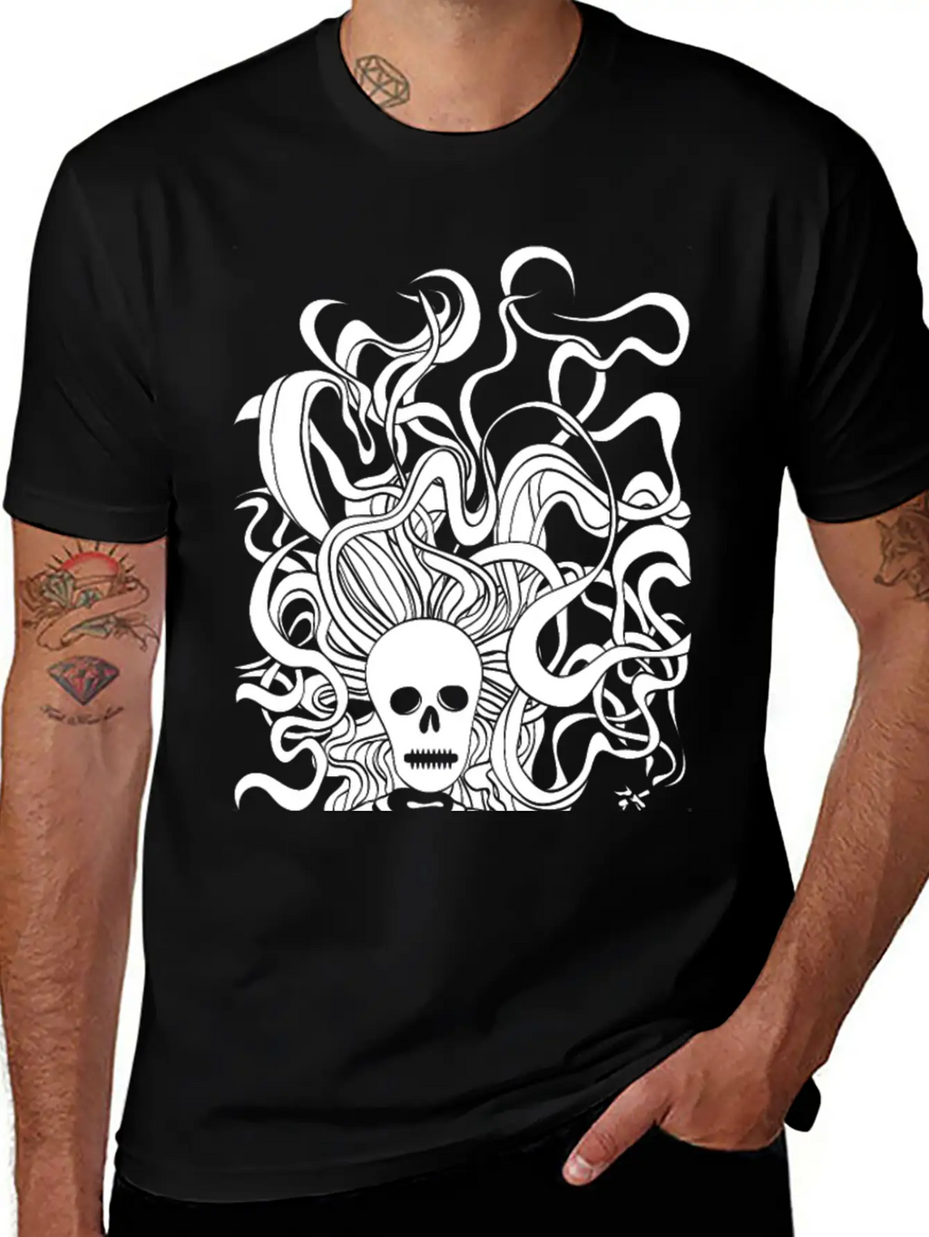 Smoking Skeleton White Breathable Graphic T-Shirt – Perfect For Casual Days