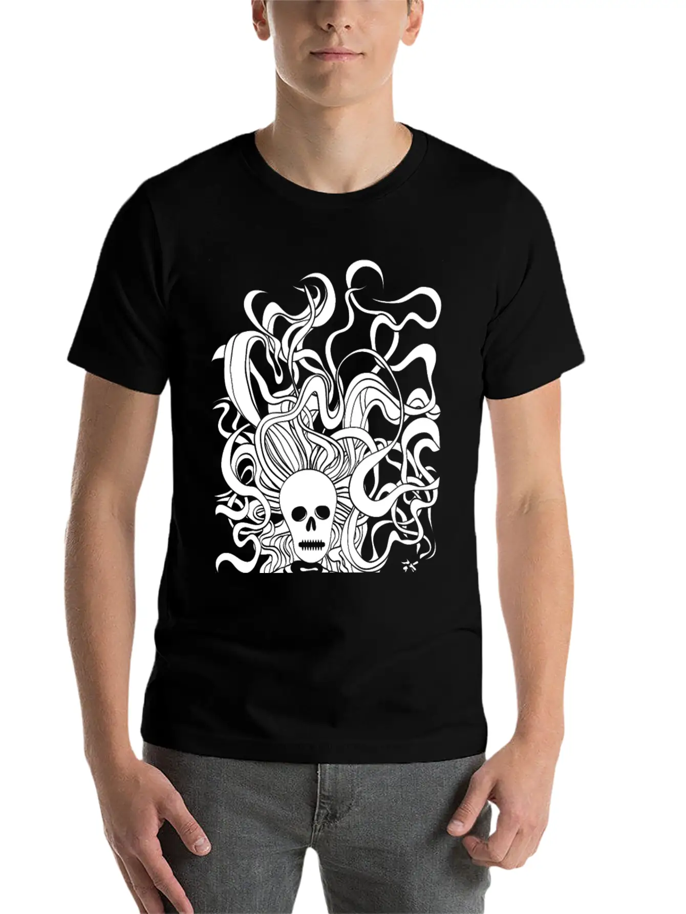 Smoking Skeleton White Breathable Graphic T-Shirt – Perfect For Casual Days
