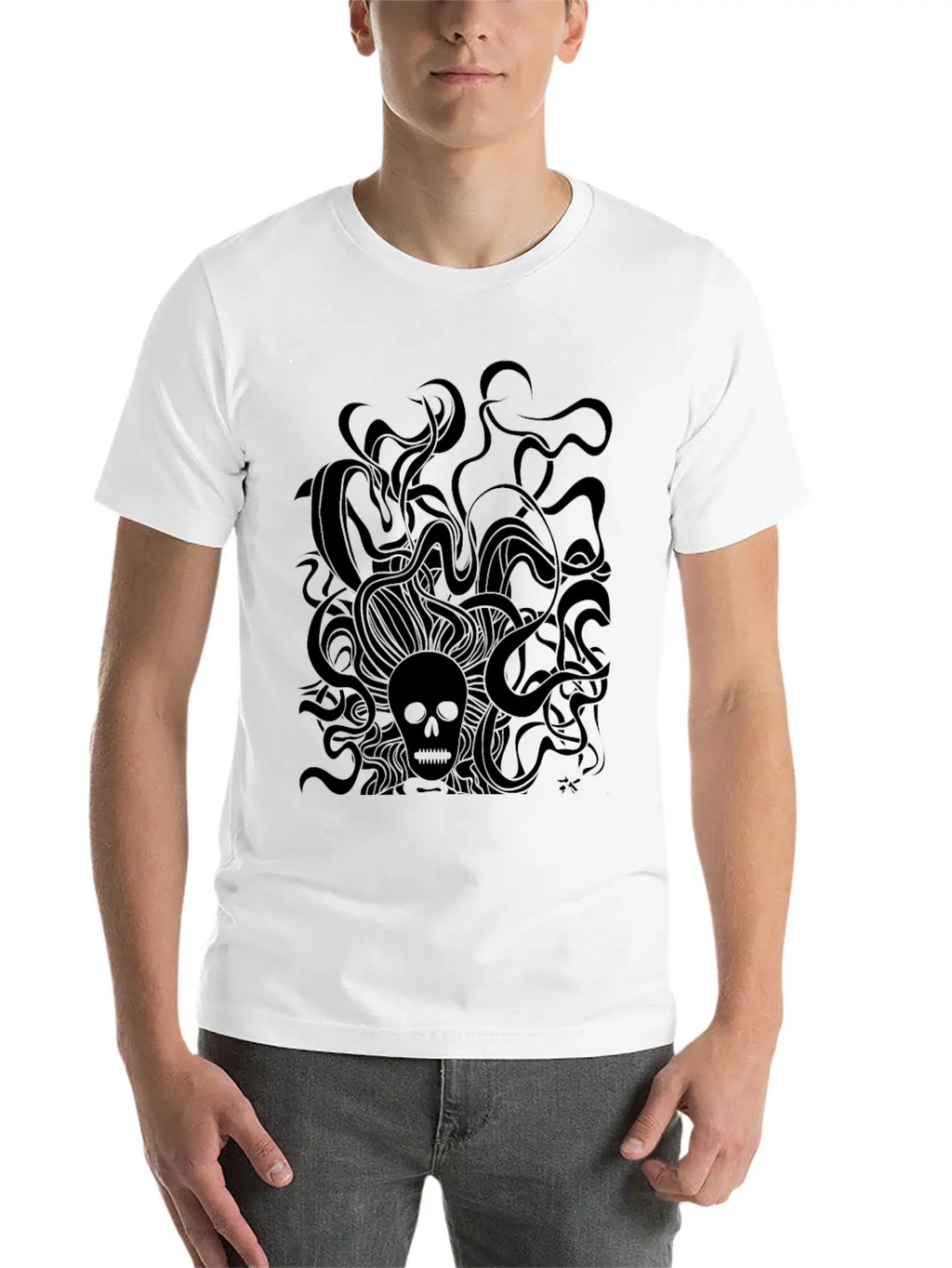 Smoking Skeleton White Breathable Graphic T-Shirt – Perfect For Casual Days