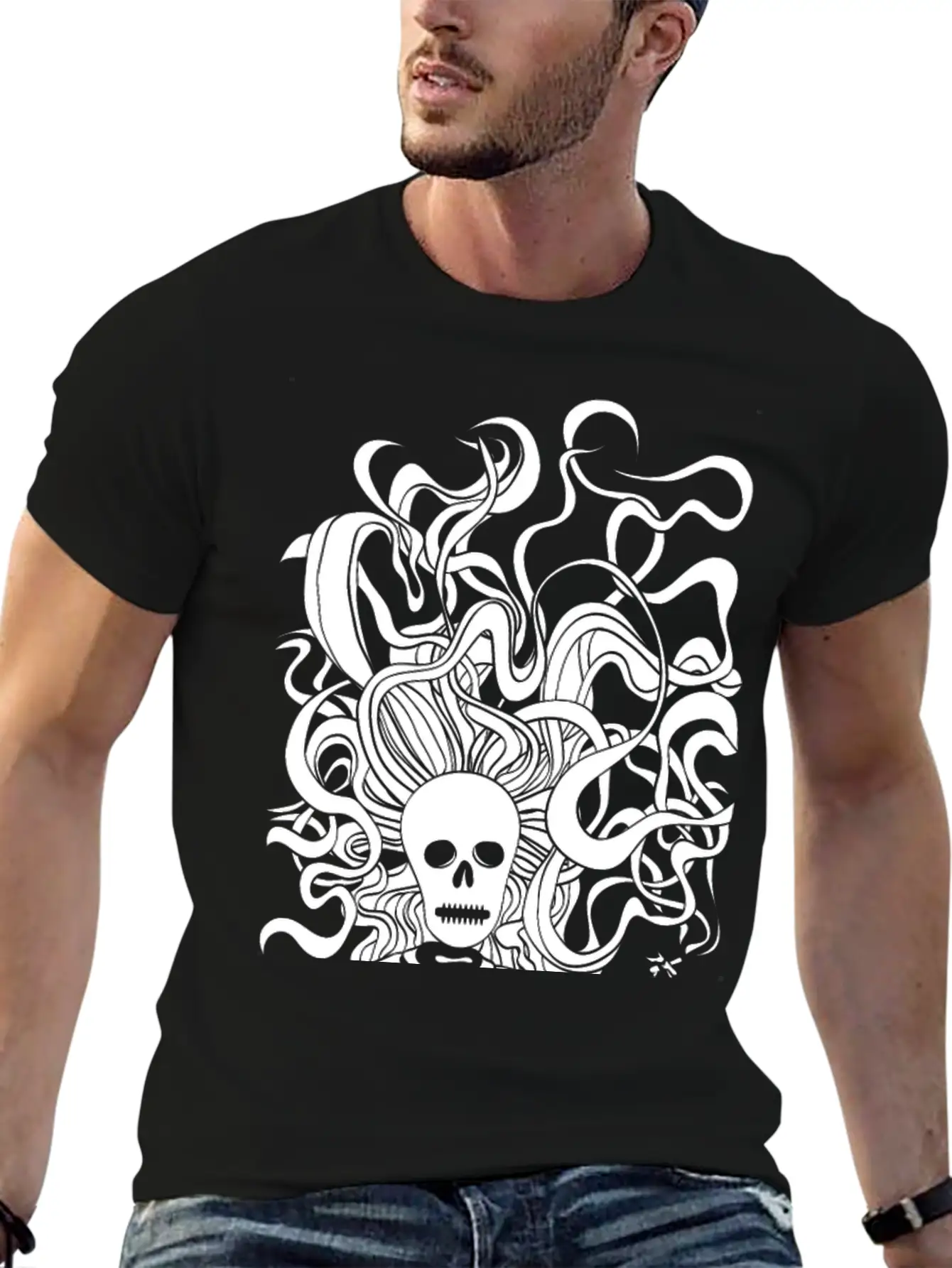 Smoking Skeleton White Breathable Graphic T-Shirt – Perfect For Casual Days