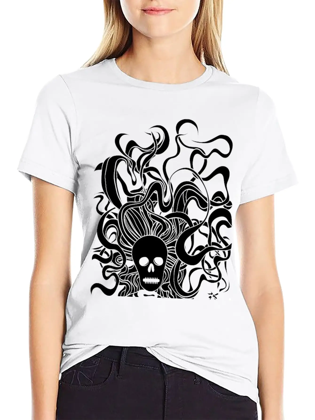 Smoking Skeleton White Breathable Graphic T-Shirt – Perfect For Casual Days