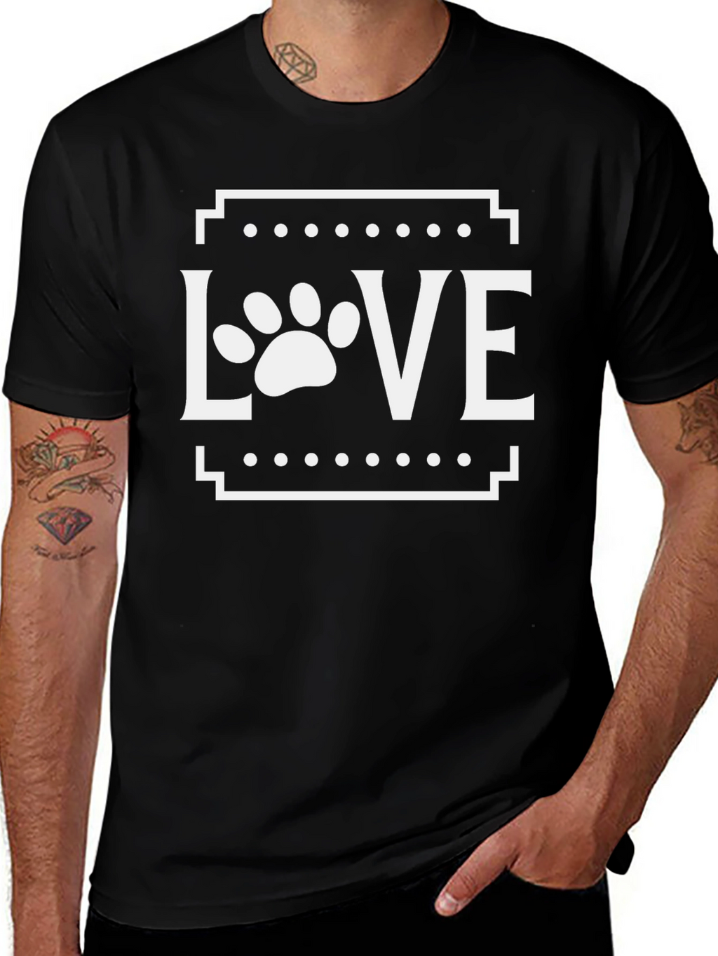 Love Paw Print Graphic Tee - Black