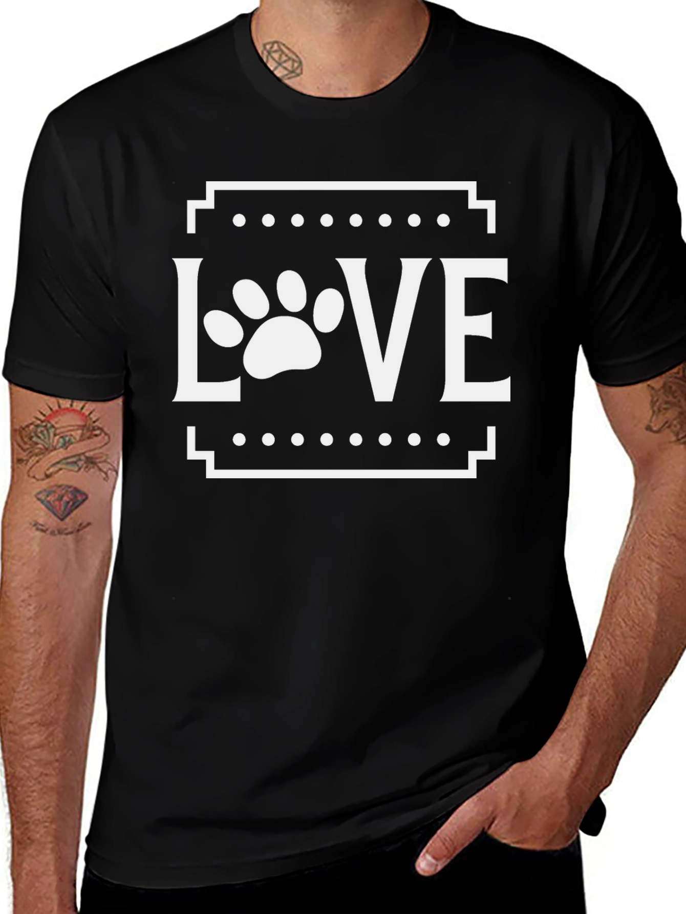 Love Paw Print Graphic Tee - Black