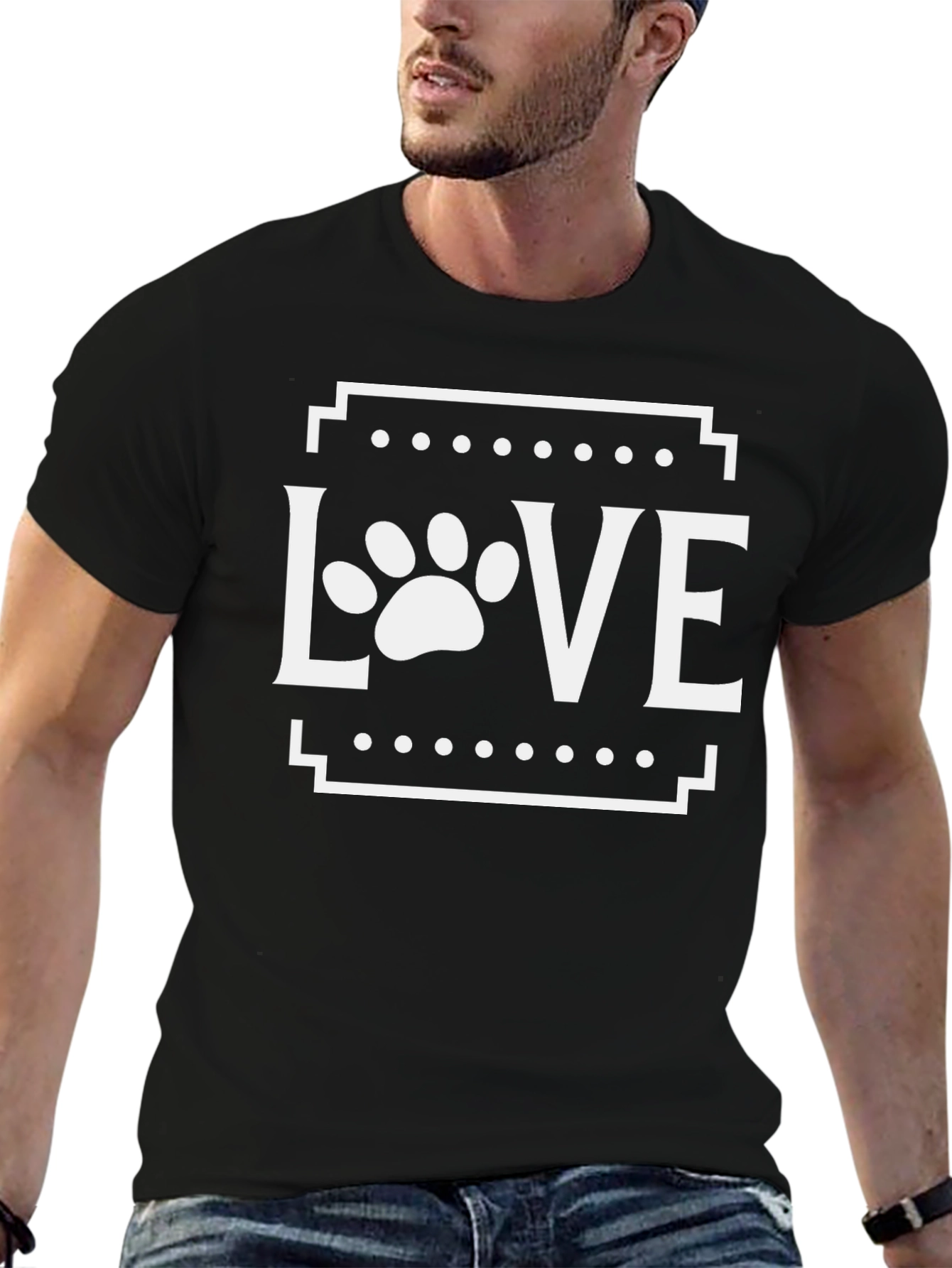 Love Paw Print Graphic Tee - Black