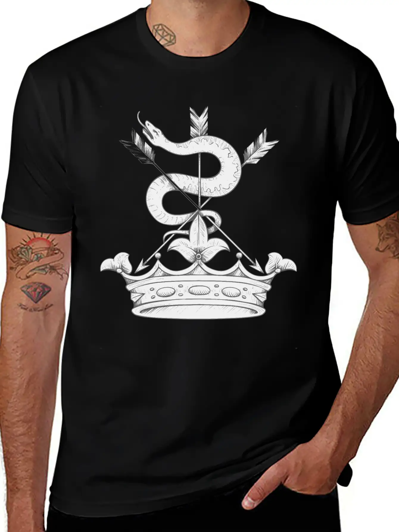 Snake Emblem With Crown Timeless Short Sleeve Tee – Comfy And Minimalist Design