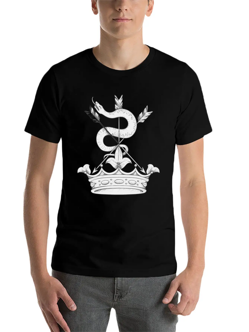 Snake Emblem With Crown Timeless Short Sleeve Tee – Comfy And Minimalist Design